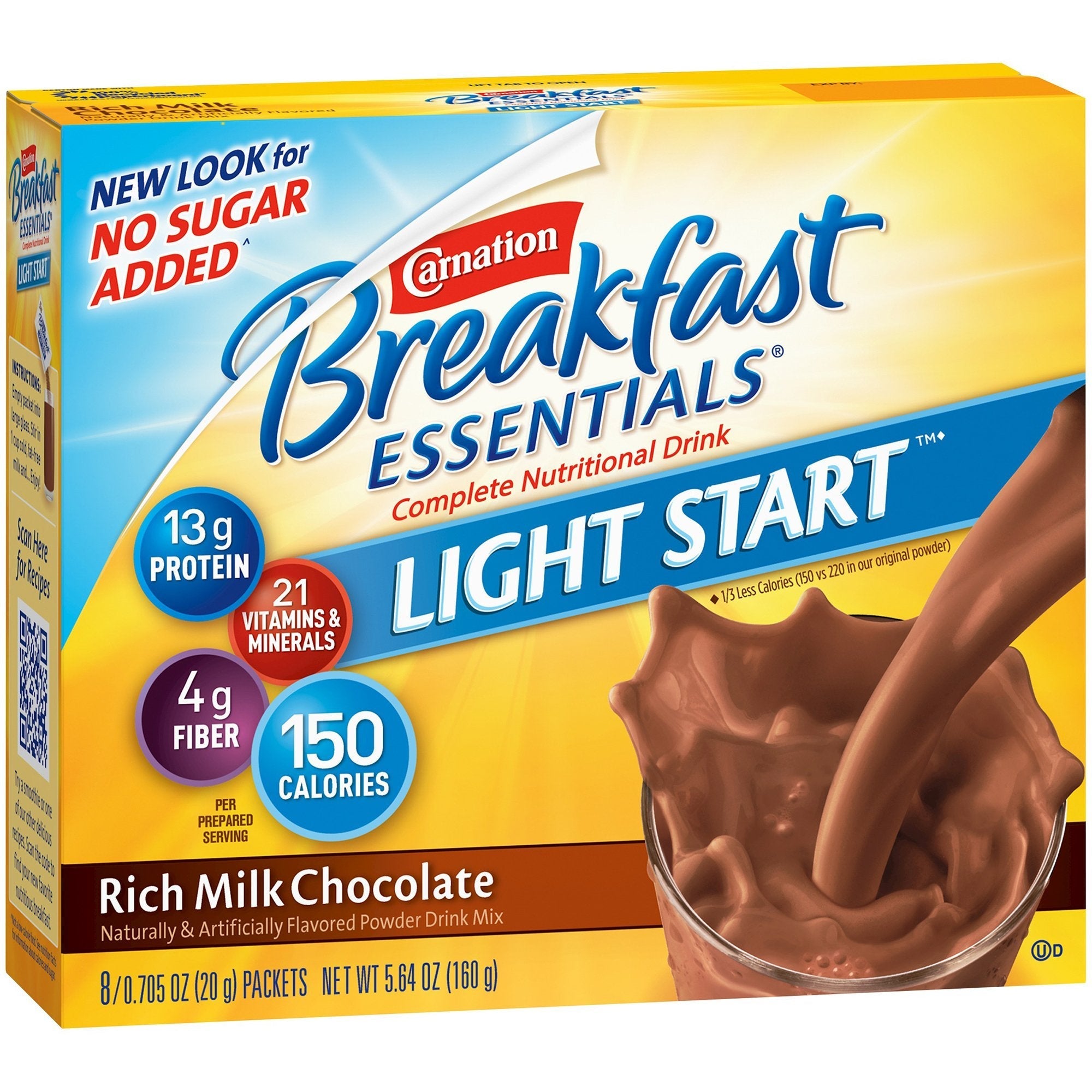 oral supplement carnation breakfast essentials® light start rich milk chocolate flavor powder 0 705 oz individual packet