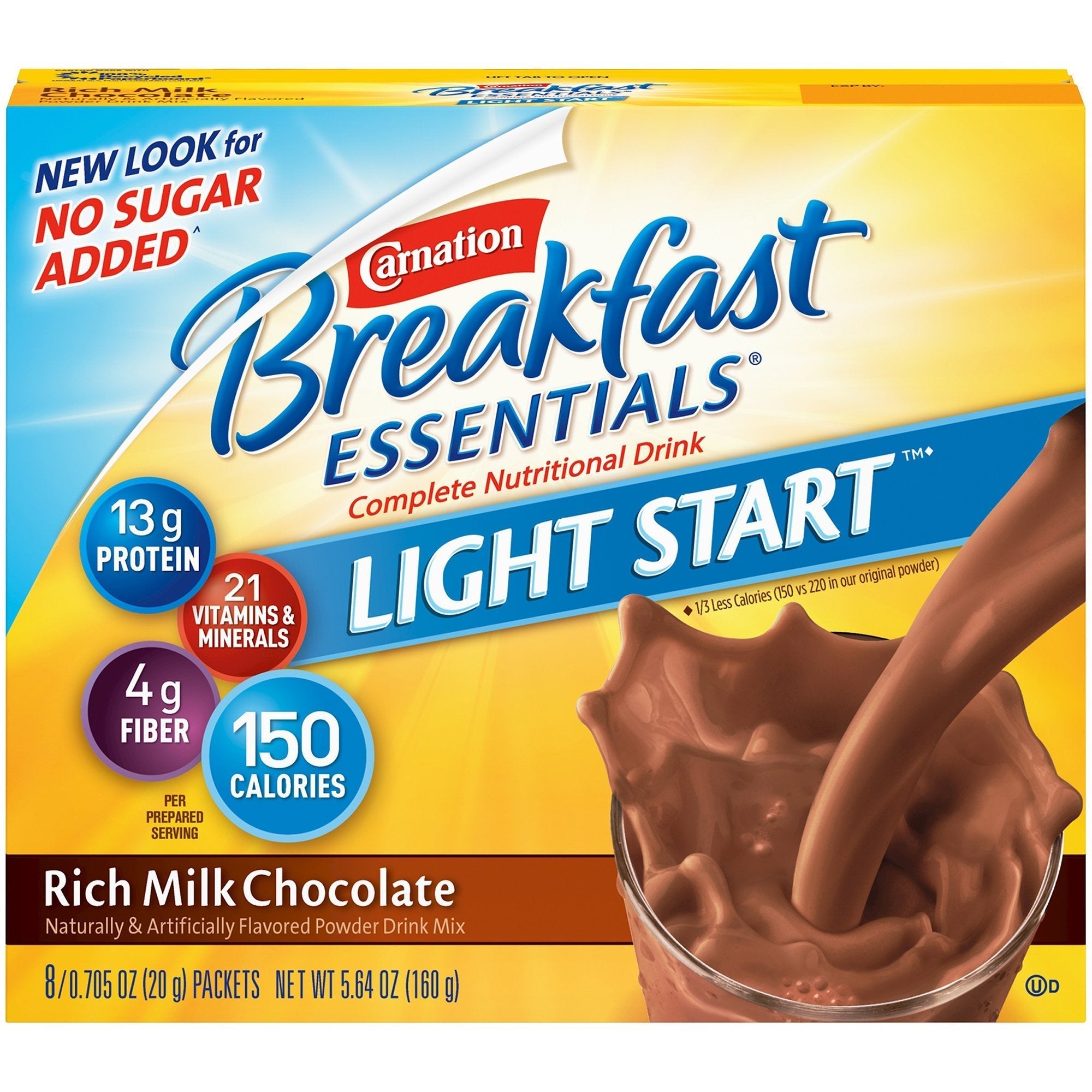 Oral Supplement Carnation Breakfast Essentials Light Start Rich Milk Chocolate Flavor Powder 0.705 oz. Individual Packet