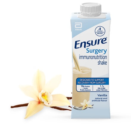 oral supplement ensure surgery immunonutrition shake vanilla flavor liquid 8 oz reclosable carton packaging type case