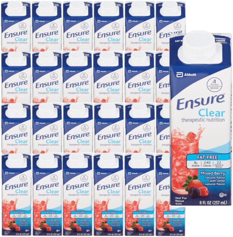 oral supplement ensure® clear therapeutic nutrition mixed berry flavor liquid 8 oz reclosable carton