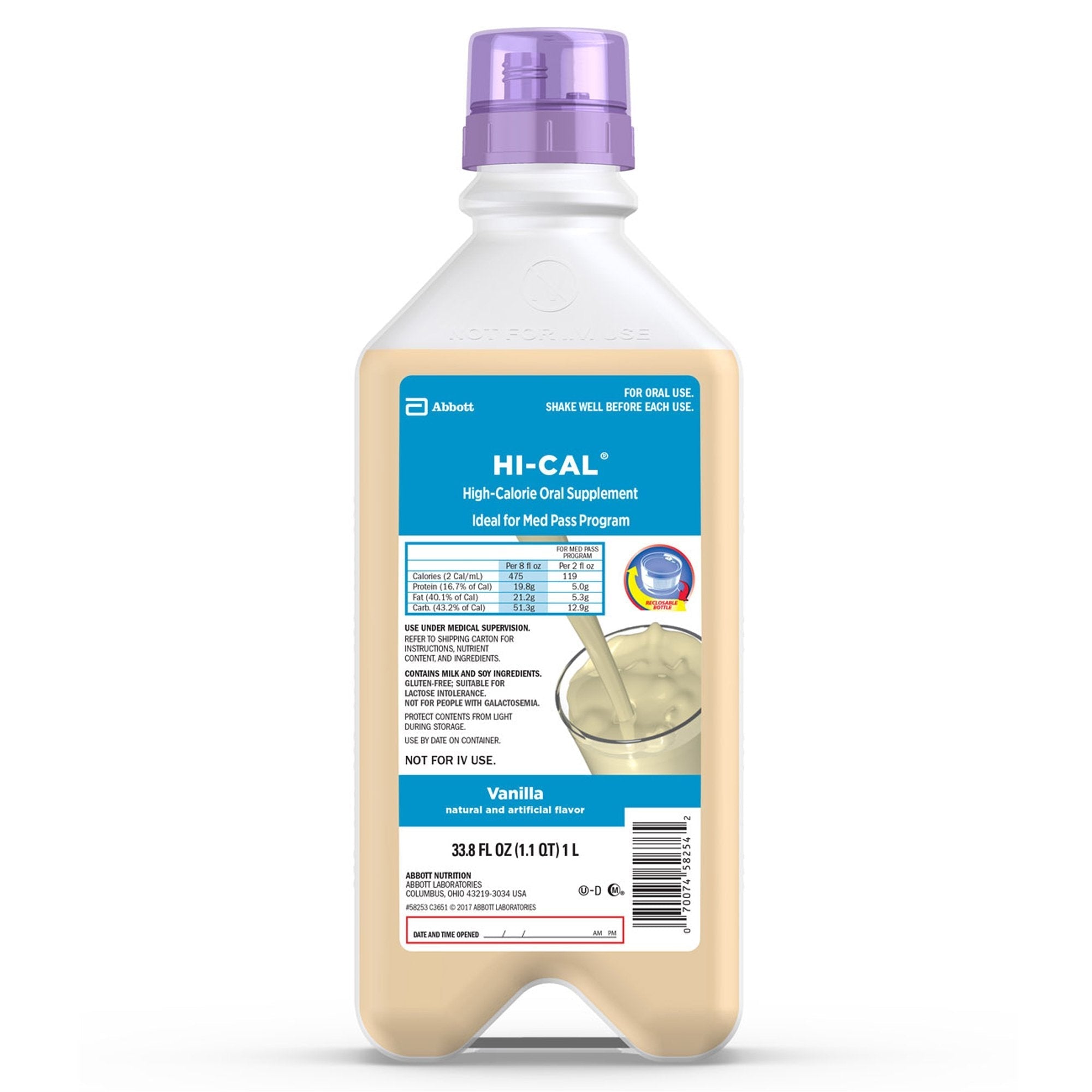 Oral Supplement Hi Cal Vanilla Flavor Liquid 33.8 oz. Bottle