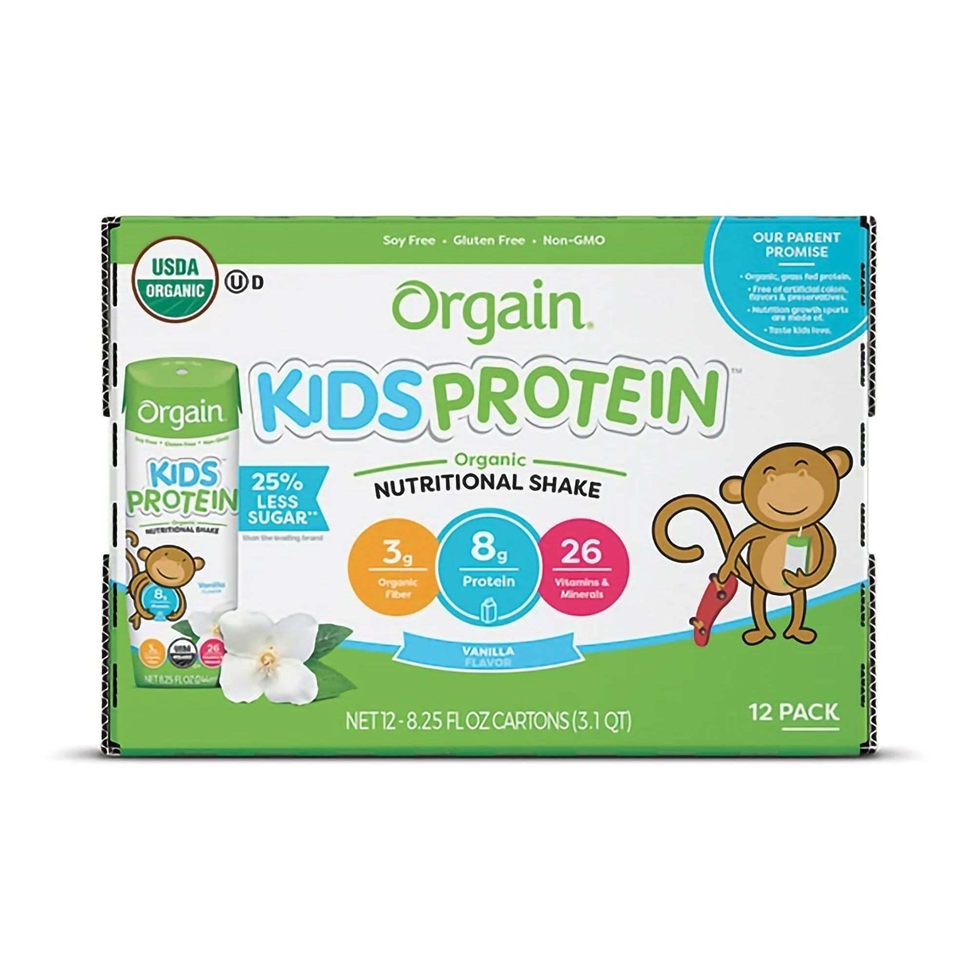 orgain kids protein organic nutritional shake vanilla 8 25 ounce carton orgain kids protein organic nutritional shake pediatric oral supplement mk1104610ea