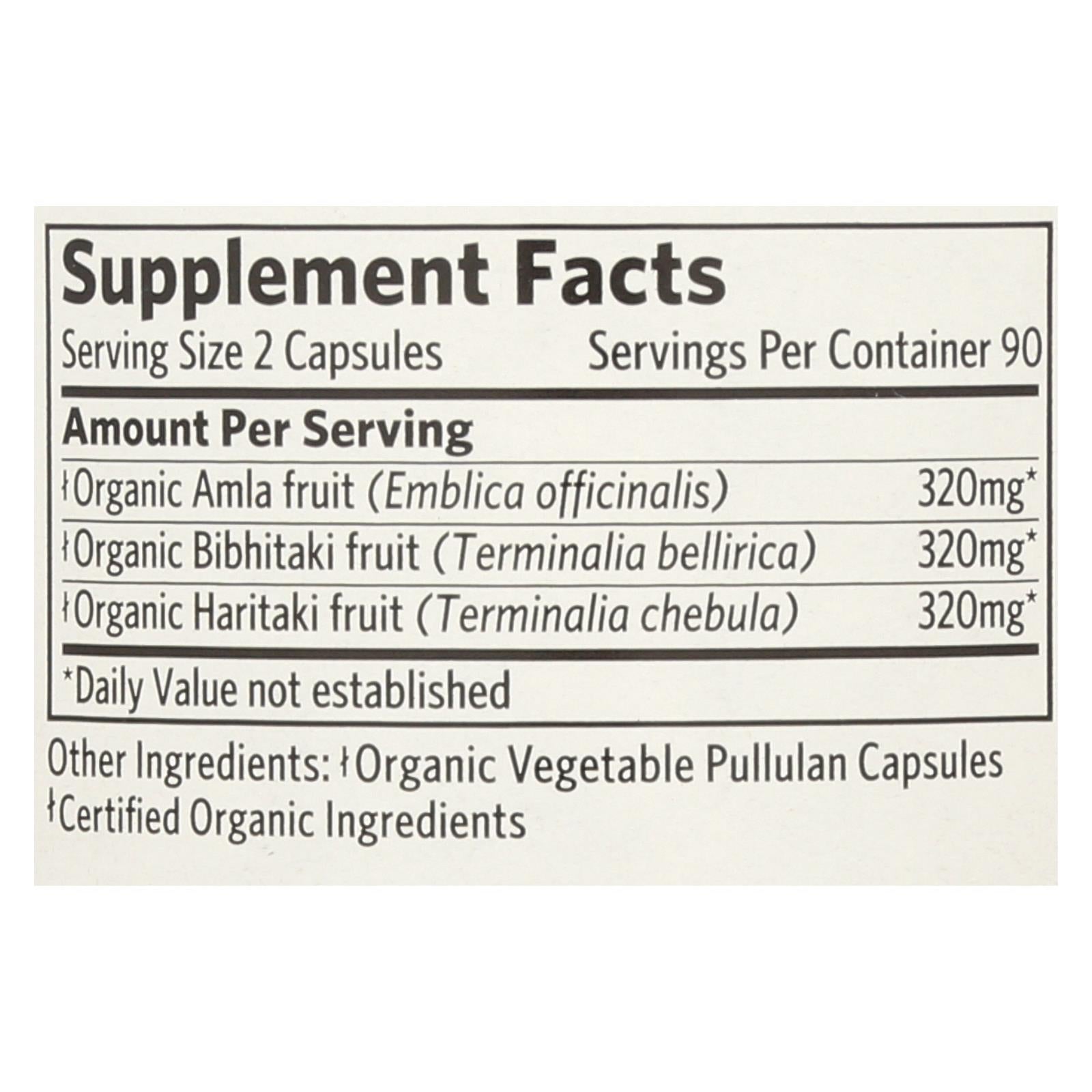 organic india triphala digestion colon cleanse 1 each 180 vcap