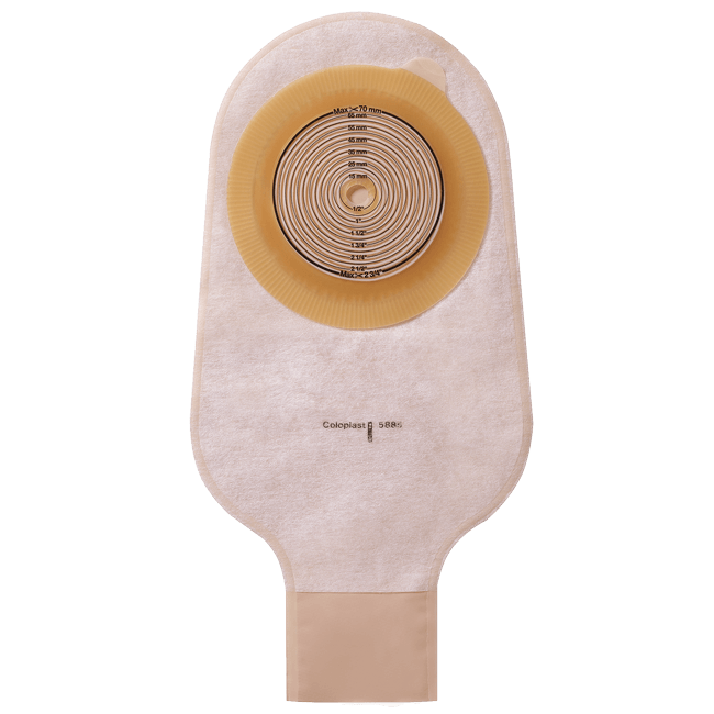 Ostomy Pouch AssuraInspire One-Piece System 10-1/4 Inch Length Flat, Pre-Cut 25 mm Stoma Drainable,Packaging Type- Box