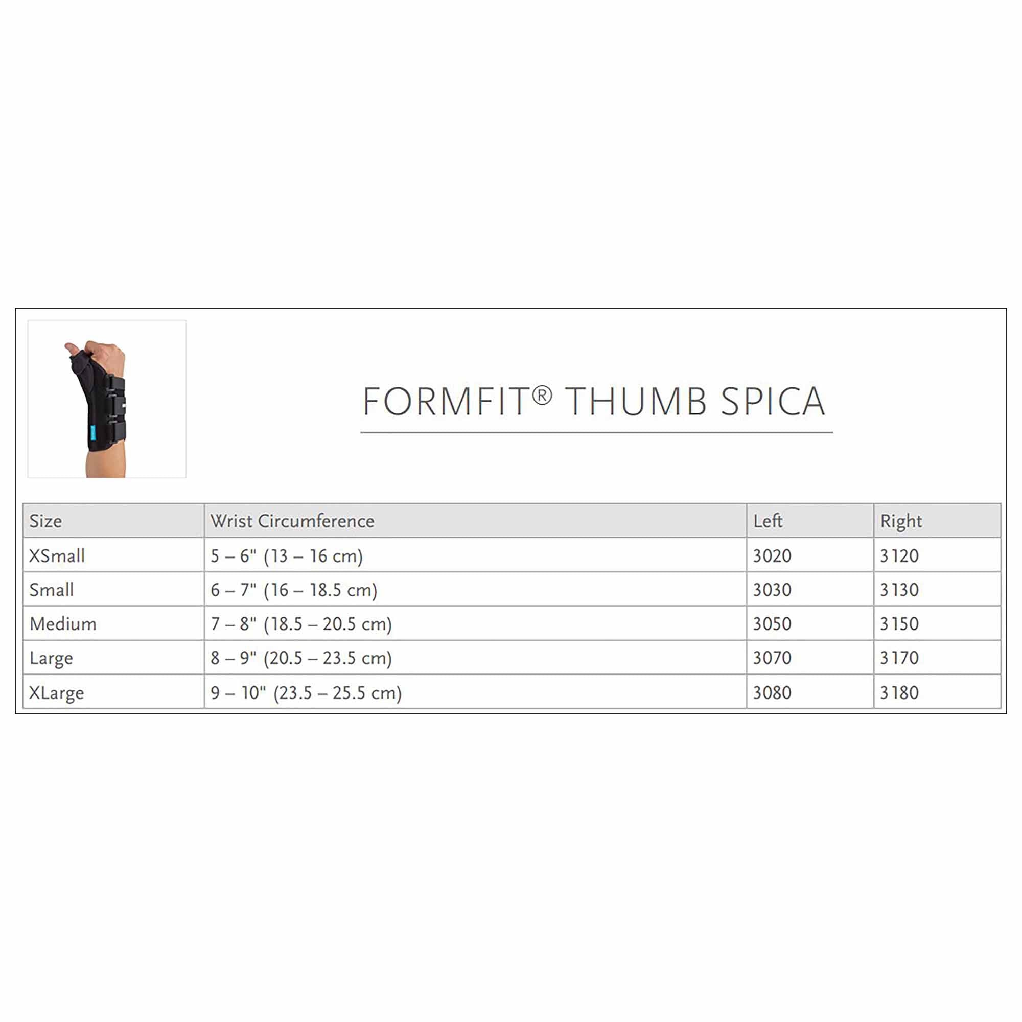 ossur formfit right wrist brace with thumb spica large ossur formfit thumb spica mk341422ea