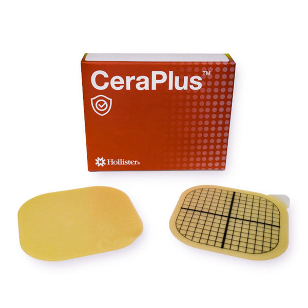 Ostomy Barrier CeraPlus Trim to Fit, Extended Wear Hydrocolloid Up to 3 1/2 Inch Opening 4 X 4 Inch