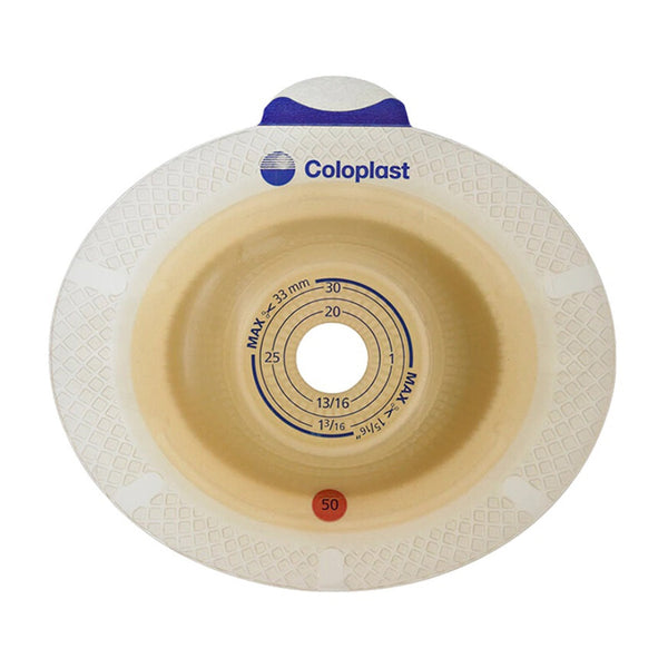 Ostomy Barrier SenSura Flex Xpro Trim to Fit, Extended Wear Double Layer Adhesive 50 mm Flange Red Code System 3/8 to 1 3/4 Inch Opening