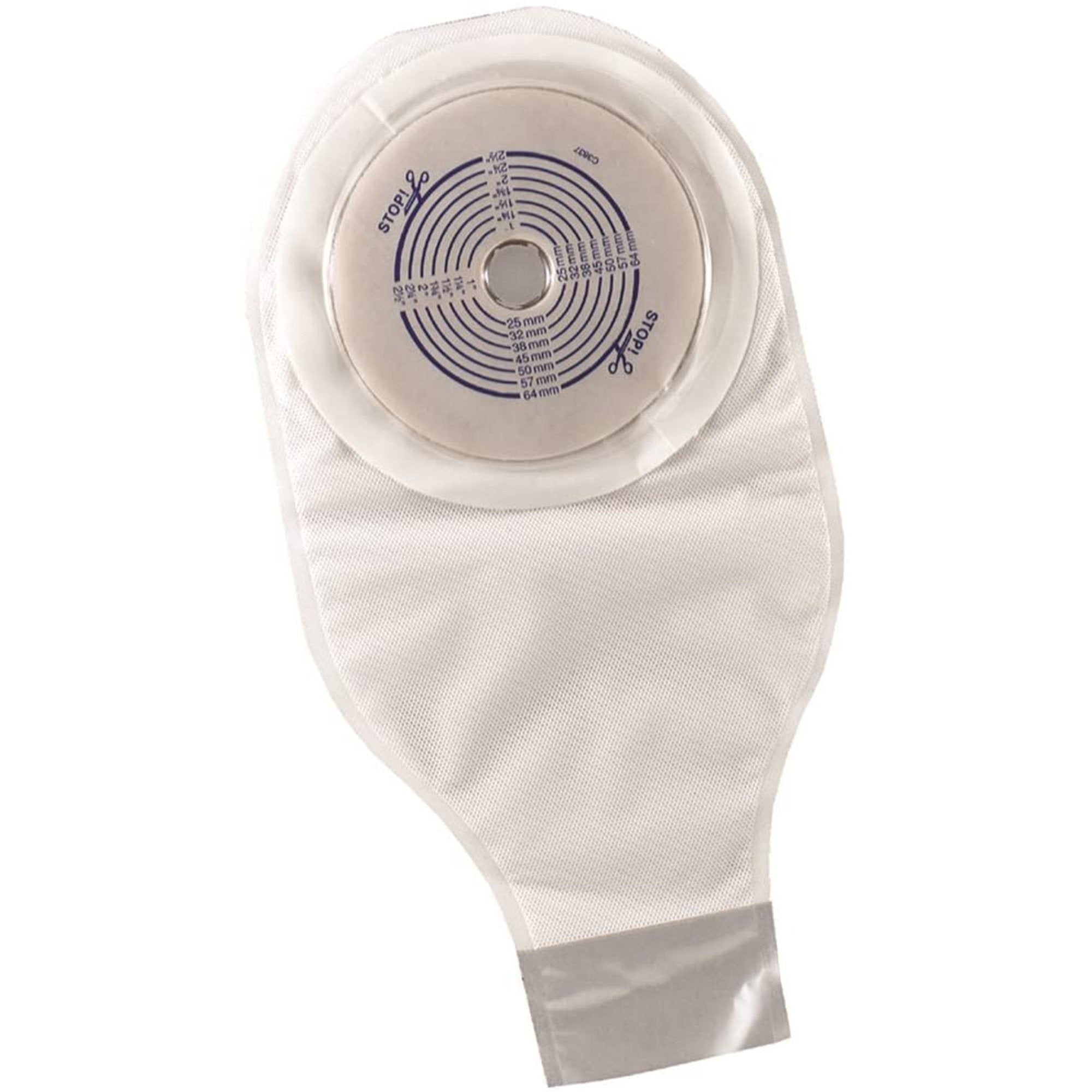 Ostomy Pouch ActiveLife One Piece System 12 Inch Length Flat, Trim To Fit, Flexible 19 to 64 mm Stoma Drainable