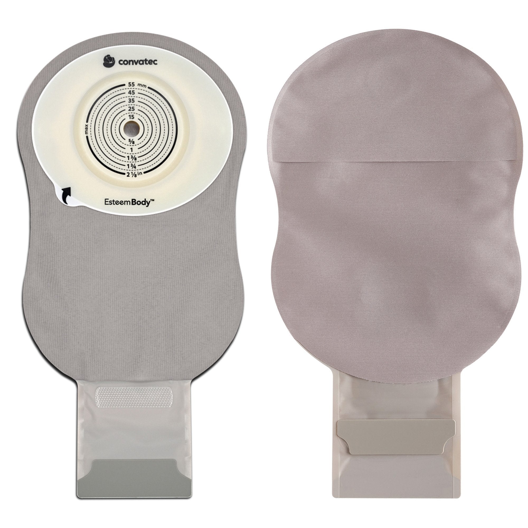 Ostomy Pouch Esteem Body One Piece System 11 Inch Length Deep Convex, Pre Cut 10 to 55 mm Stoma Drainable