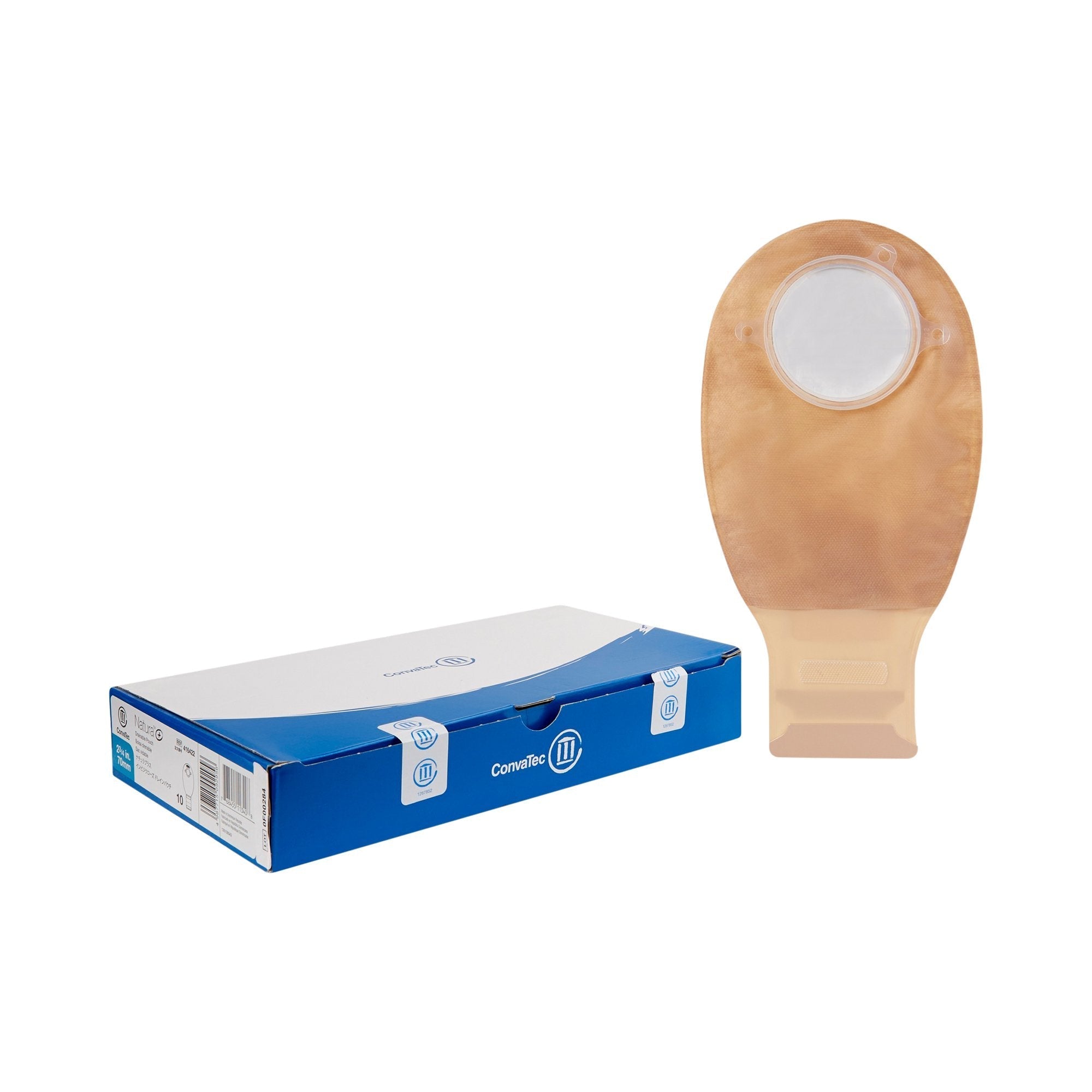 Ostomy Pouch Natura + Two Piece System 12 Inch Length 1 1/4 to 1 3/4 Inch Stoma Drainable, Tail Closure