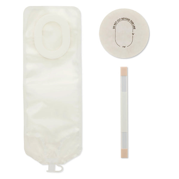 Ostomy Pouch Pouchkins Newborn One Piece System 6 Inch Length Flat, Trim To Fit 7/8 to 1 3/8 Inch Stoma Drainable