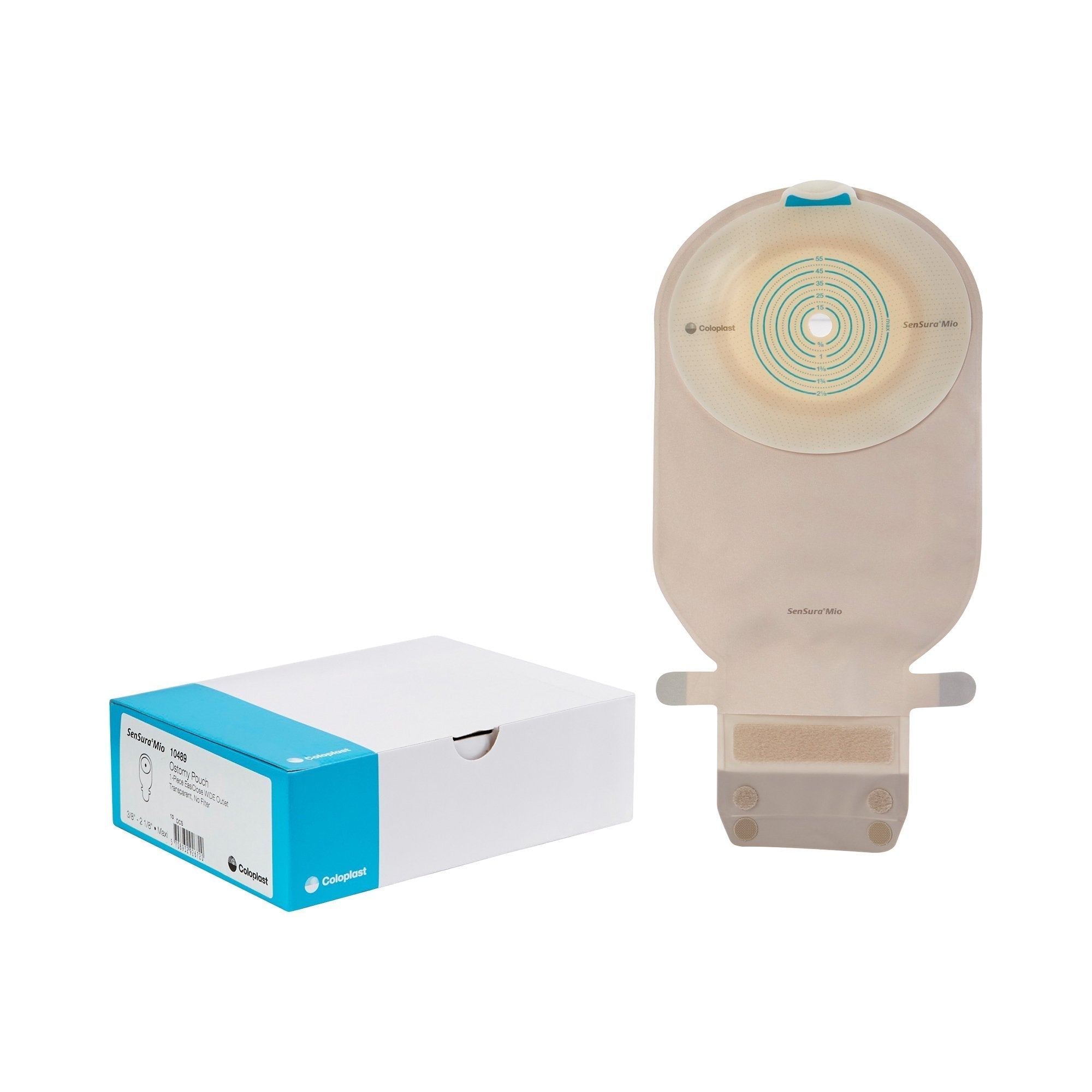 Ostomy Pouch SenSura Mio One Piece System 11 Inch Length, Maxi Flat, Trim to Fit 3/8 to 2 1/8 Inch Stoma Drainable