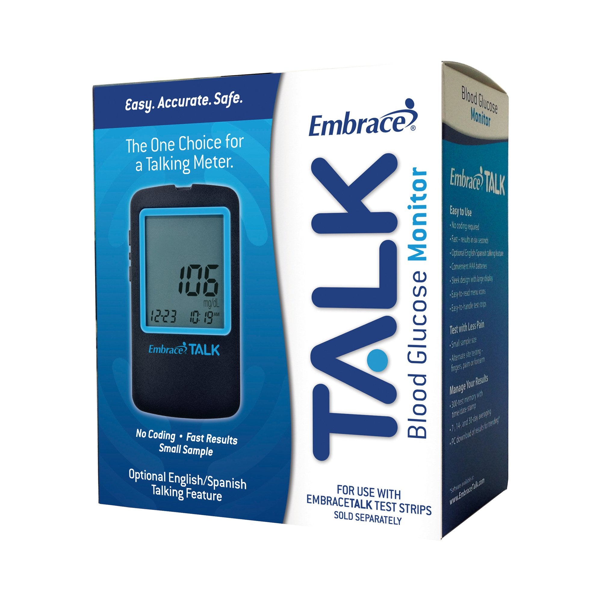 Blood Glucose Meter Embrace® 6 Second Results Stores up to 300 Results No Coding Required