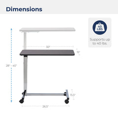 overbed table non tilt w chrome finish 30 x15