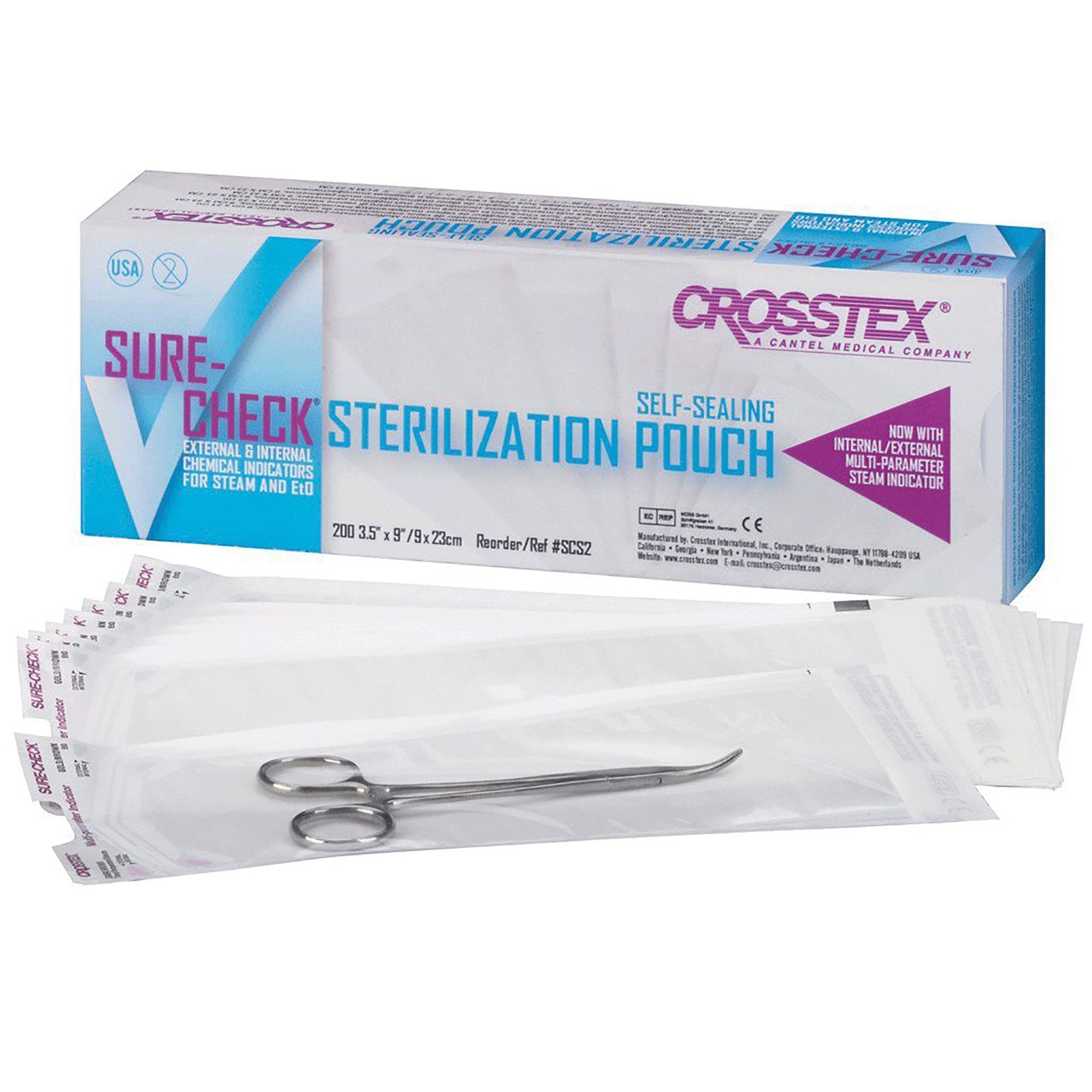 Sterilization Pouch Sure-Check Ethylene Oxide (EO) Gas / Steam 3-1/2 X 9 Inch Transparent Self Seal Paper / Film, Packaging Type- Box