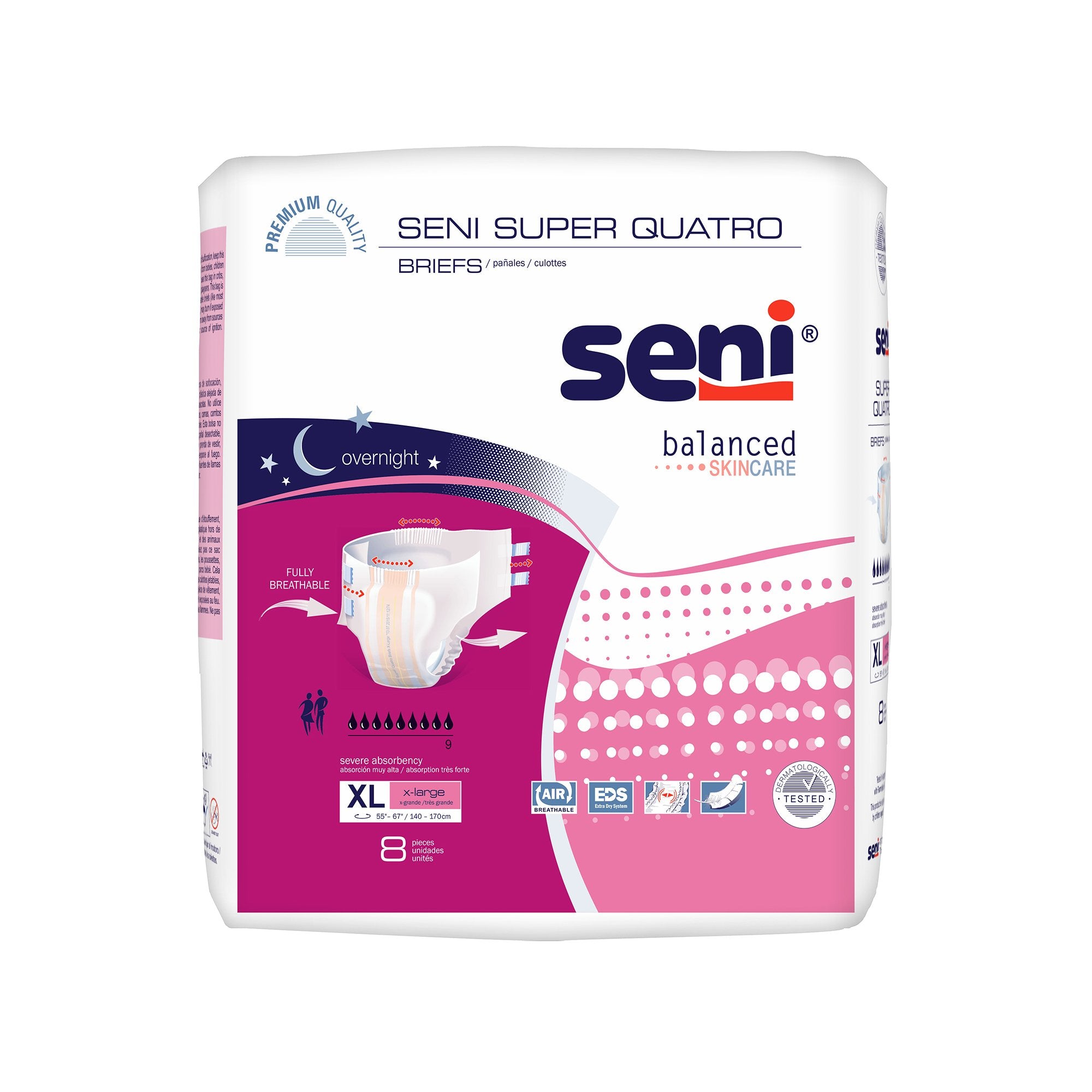 Unisex Adult Incontinence Brief Seni Super Quatro X-Large Disposable Heavy Absorbency, Packaging Type- Case