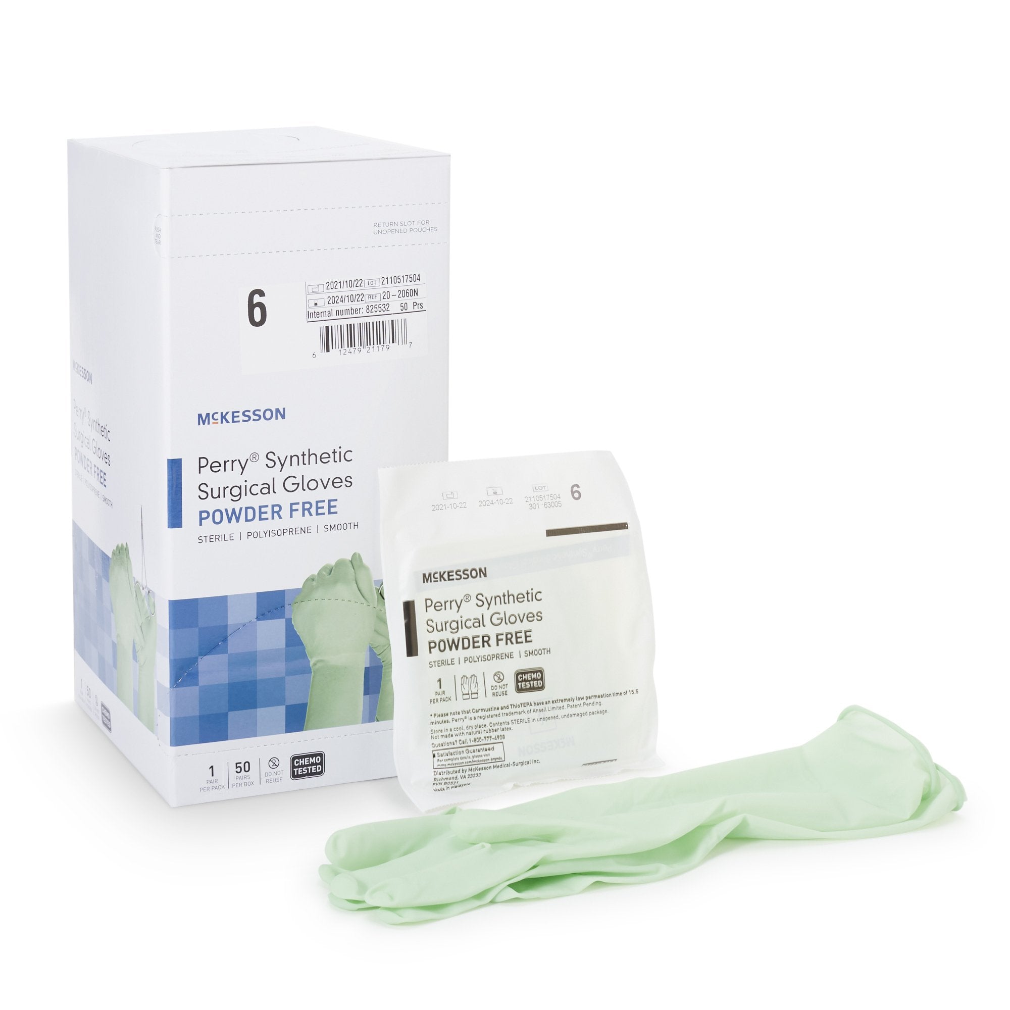 Surgical Glove McKesson Perry Performance Plus Size 6 Sterile Polyisoprene Standard Cuff Length Smooth Green Chemo Tested, Packaging Type- Case