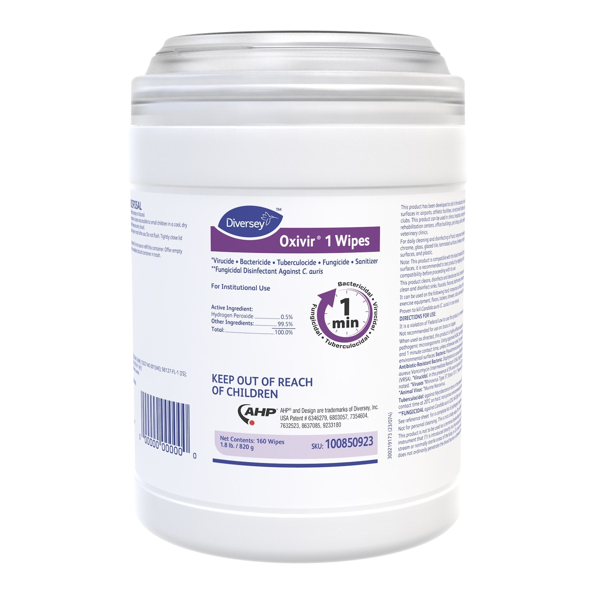 Oxivir 1 Surface Disinfectant Cleaner Premoistened Broad Spectrum Manual Pull Wipe 160 Count Canister Scented NonSterile