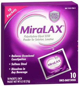 Laxative MiraLAX Powder 10 per Box 17 Gram Strength Polyethylene Glycol 3350, Packaging Type- Box