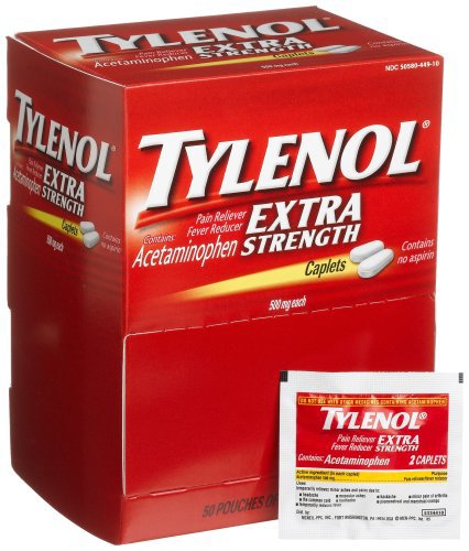 Pain Relief Tylenol 500 mg Strength Acetaminophen Caplet 50 per Box, Packaging Type- Case