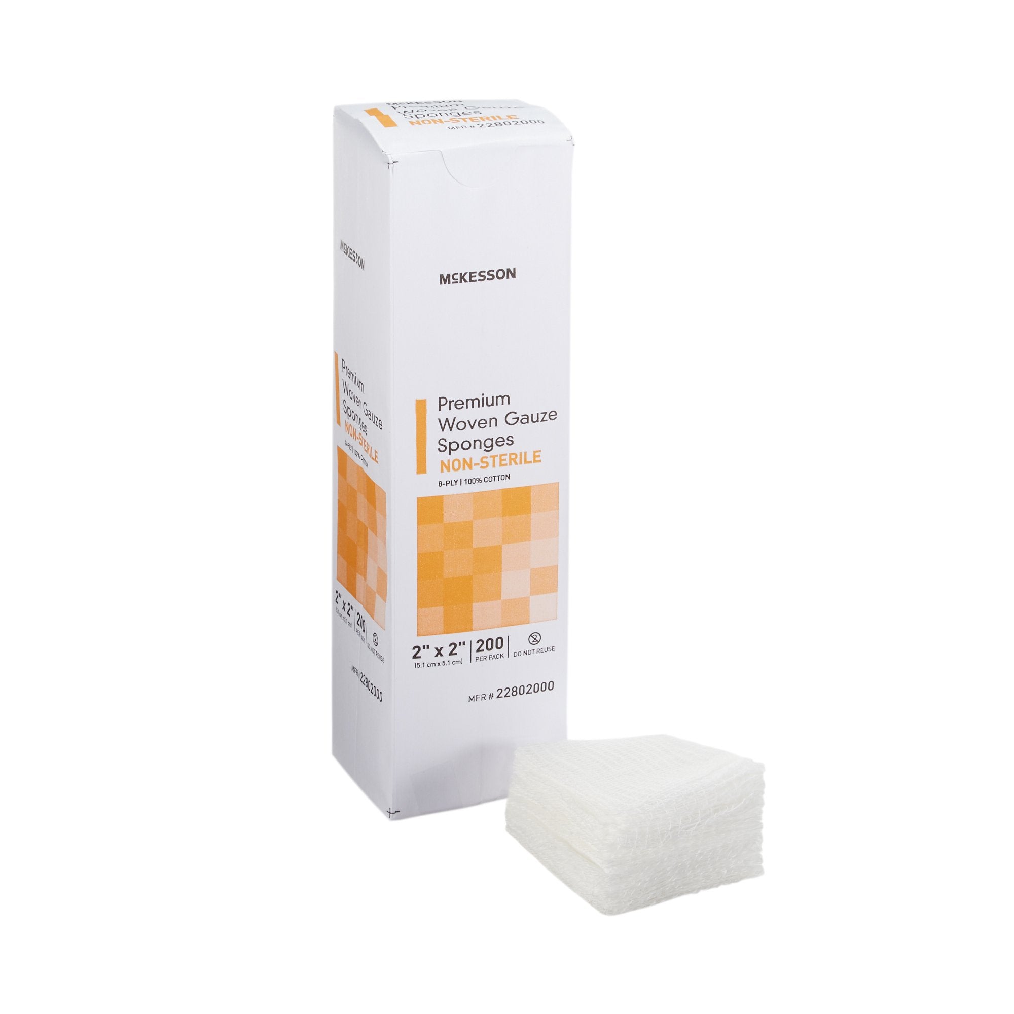 Gauze Sponge McKesson 2 X 2 Inch 8-Ply NonSterile 200 per Pack, Packaging Type - Packet