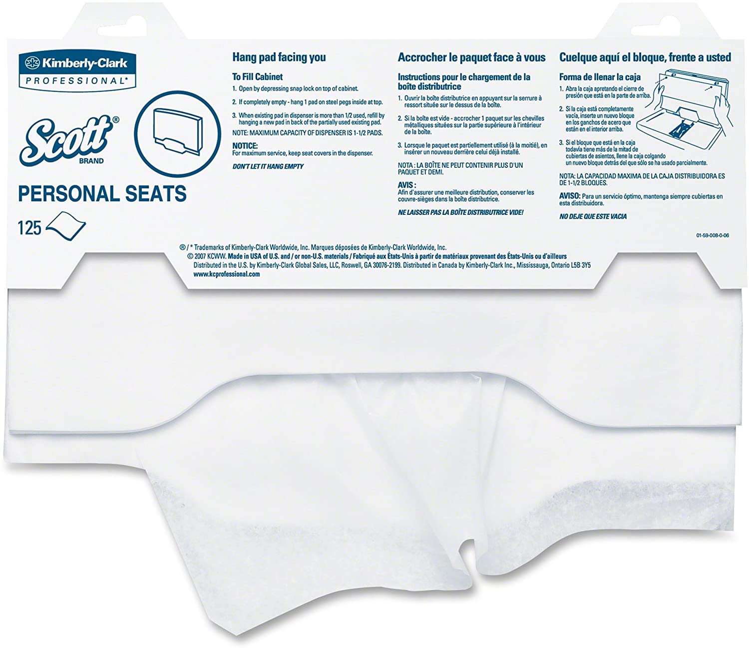 Toilet Seat Cover Scott Personal Seats 15 X 18 Inch, Packaging Type- Case