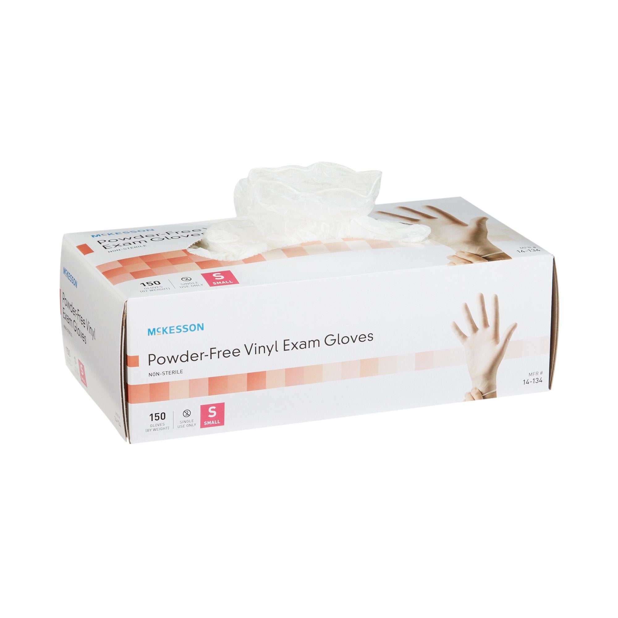 Exam Glove McKesson Small NonSterile Vinyl Standard Cuff Length Smooth Clear Not Rated, Packaging Type- Case