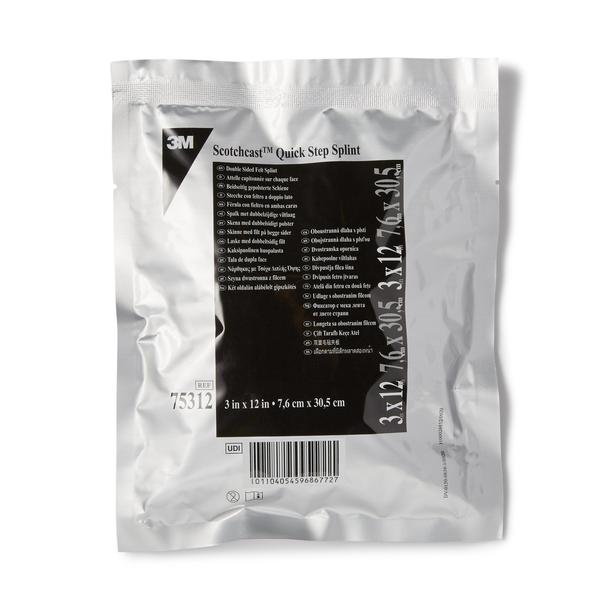 Padded Precut Splint 3M Scotchcast Quick Step Double Sided Felt 3 X 12 Inch Felt / Fiberglass White