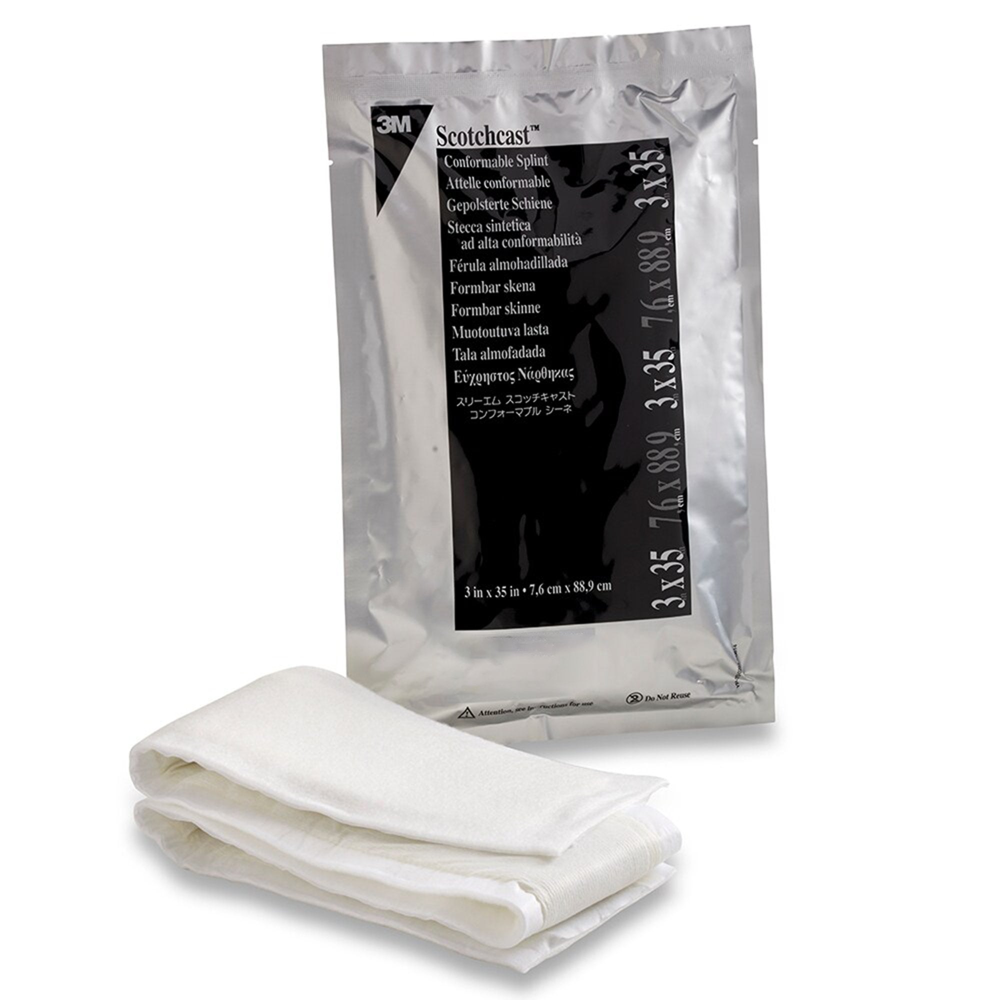 Padded Precut Splint 3M Scotchcast Quick Step Double Sided Felt 3 X 35 Inch Felt / Fiberglass White