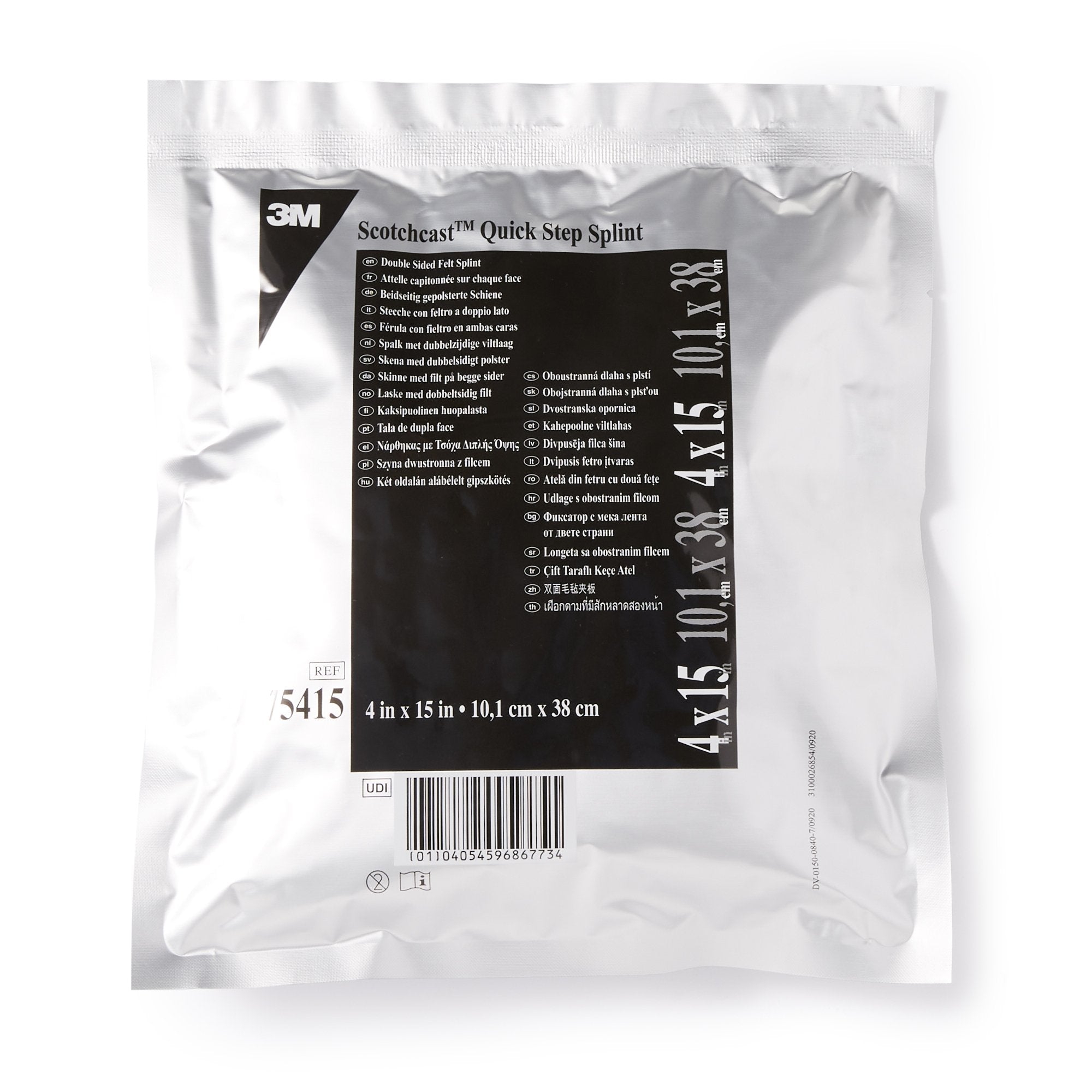 Padded Precut Splint 3M Scotchcast Quick Step Double Sided Felt 4 X 15 Inch Felt / Fiberglass White