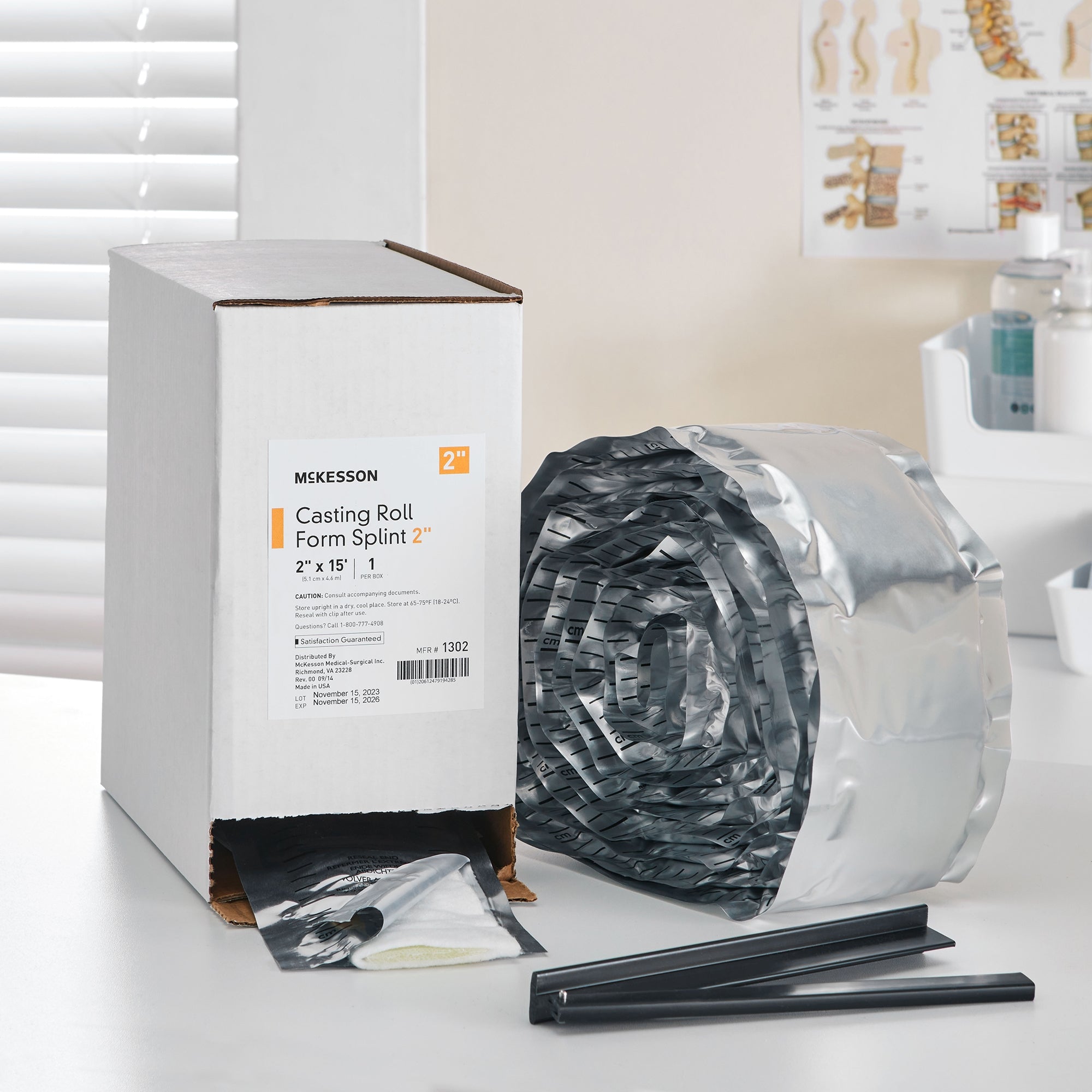 Padded Splint Roll McKesson 2 Inch X 15 Foot Fiberglass White, Packaging Type- Box