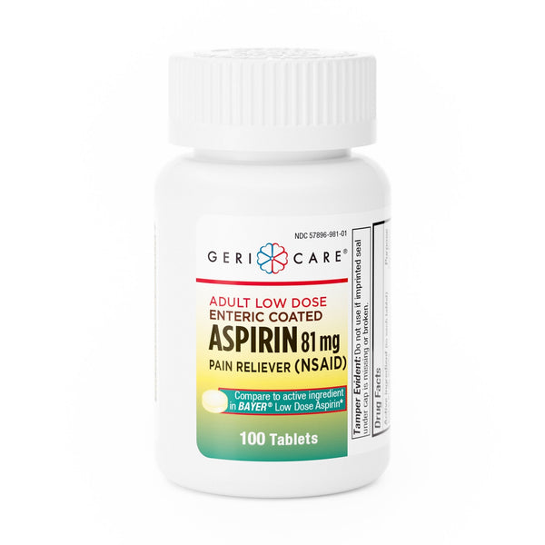 Pain Relief McKesson Brand 81 mg Strength Aspirin Tablet 100 per Bottle