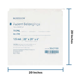 patient belongings bag mckesson 4 x 20 x 20 inch polyethylene drawstring closure white packaging type each