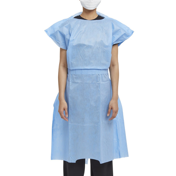 Patient Exam Gown Halyard One Size Fits Most Blue Disposable