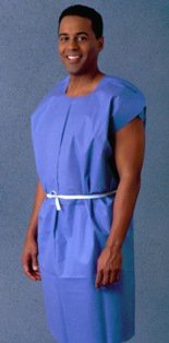Patient Exam Gown Large Blue Disposable