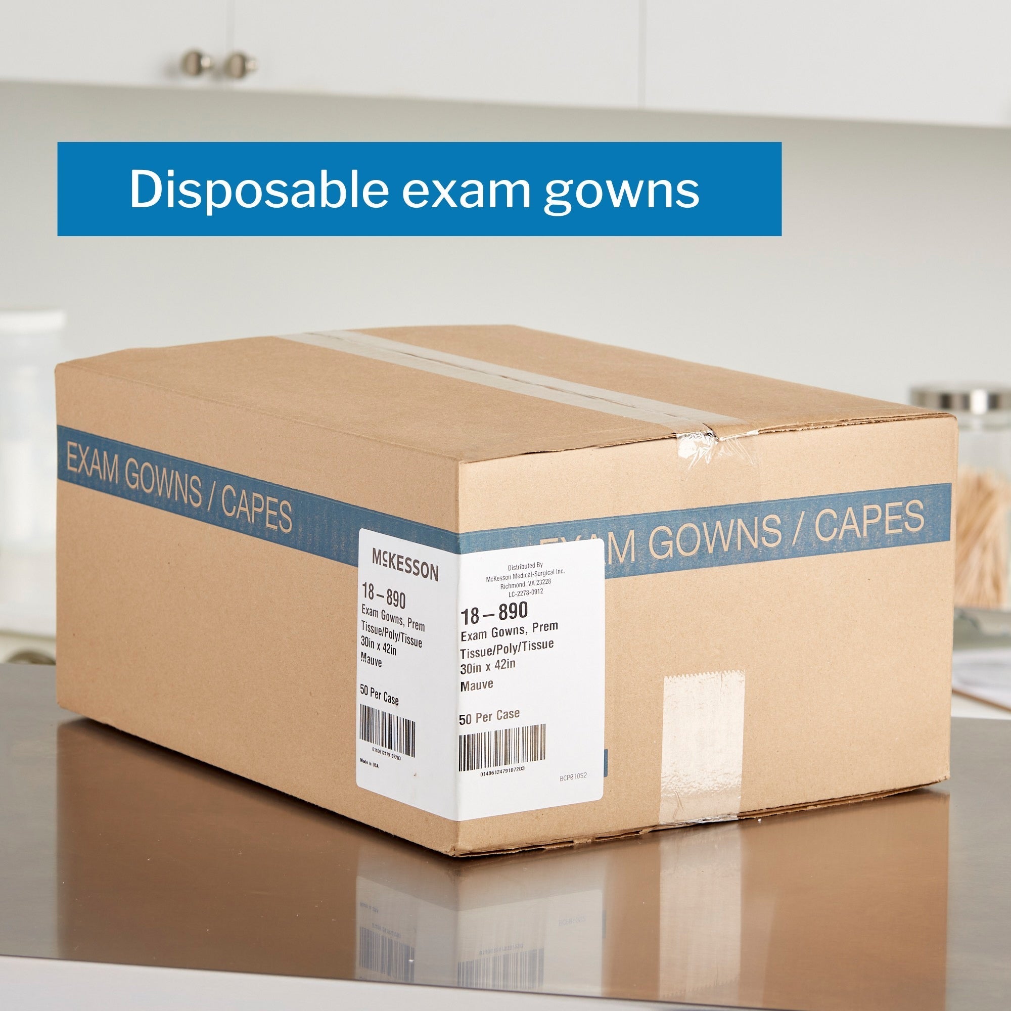 patient exam gown mckesson one size fits most mauve disposable packaging type case