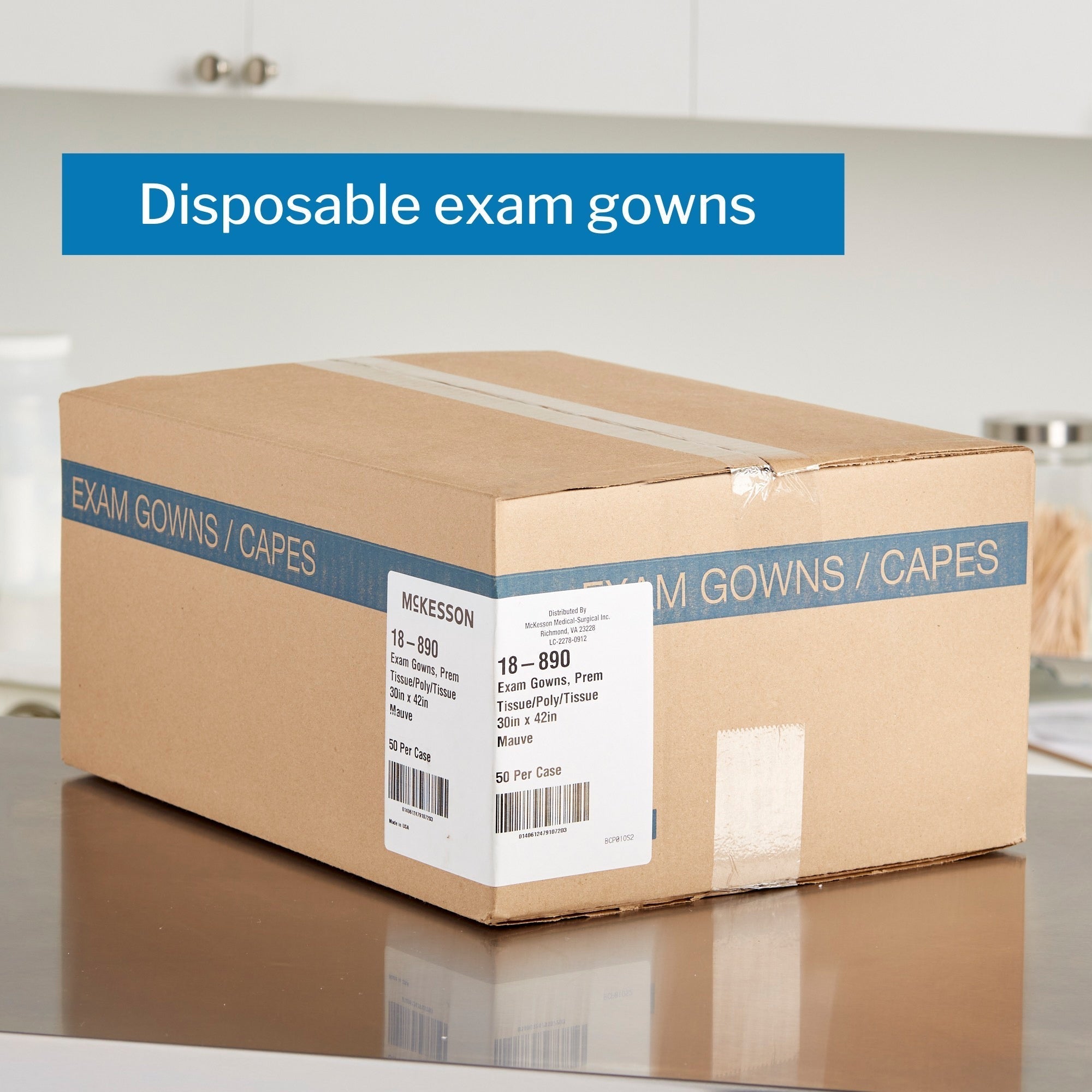 patient exam gown mckesson one size fits most mauve disposable packaging type case
