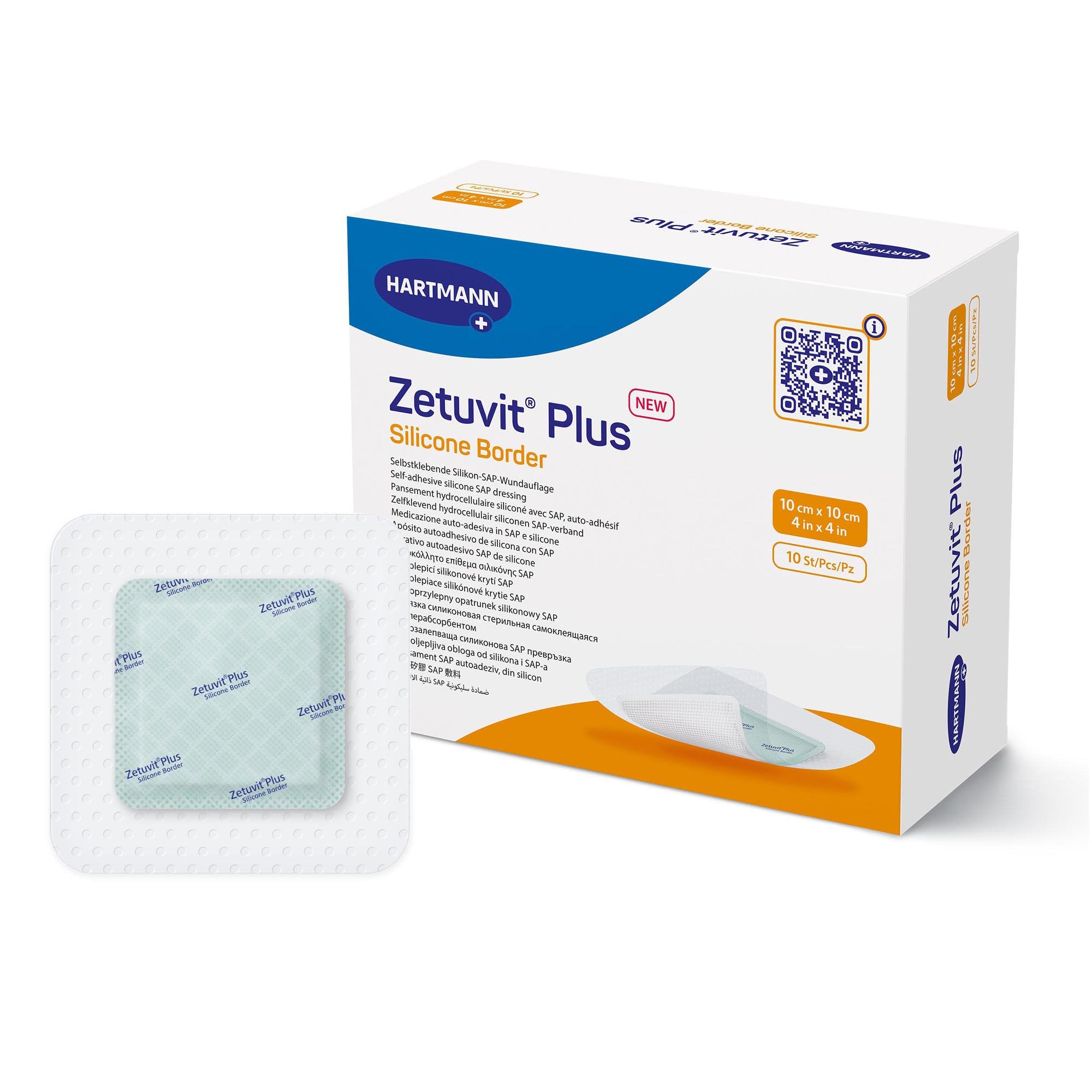 Super Absorbent Dressing Zetuvit® Plus Silicone Border Silicone Adhesive 4 X 4 Inch Square- 1 EA