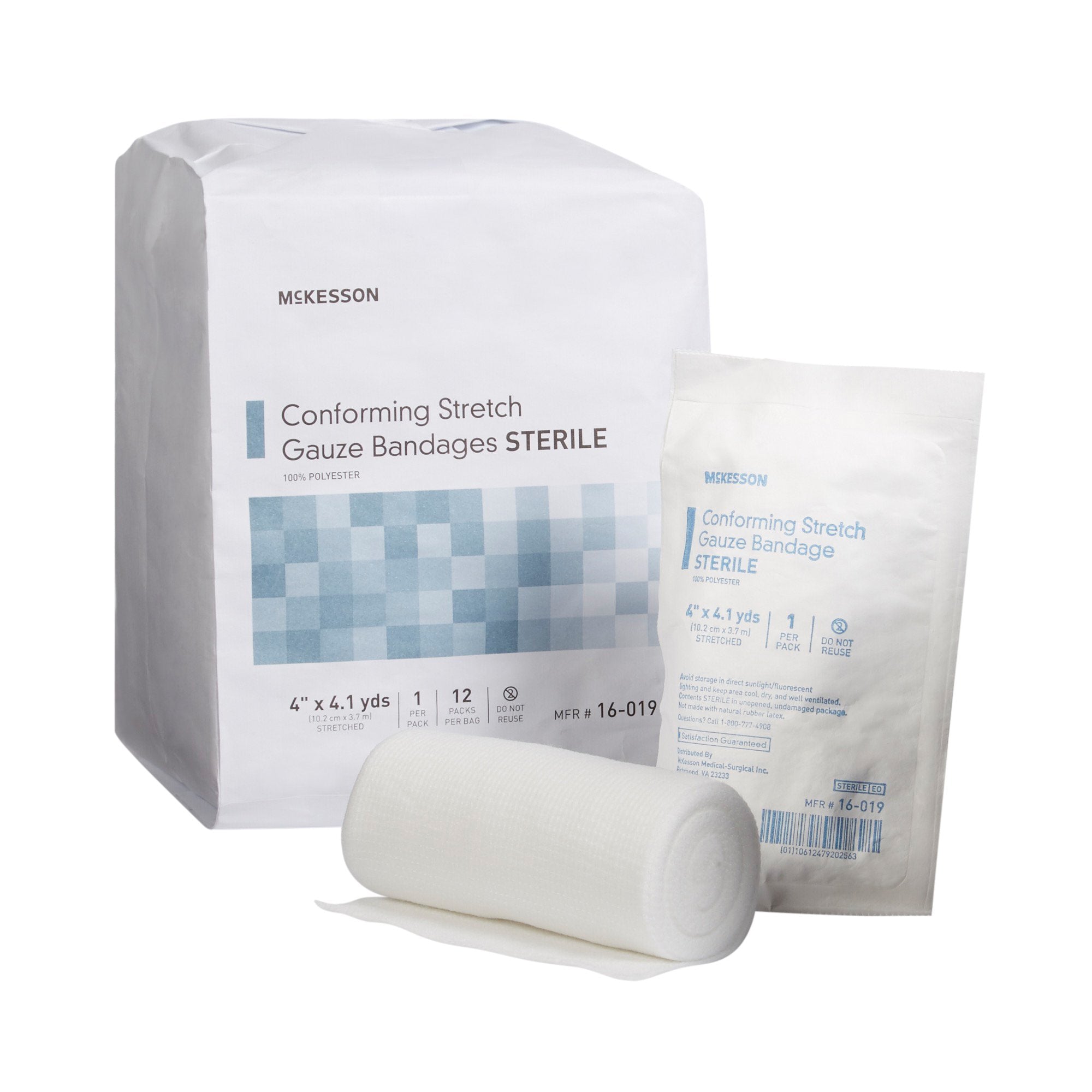 Conforming Bandage McKesson 4 Inch X 4-1/10 Yard Sterile 1 per Pack, Packaging Type- Case