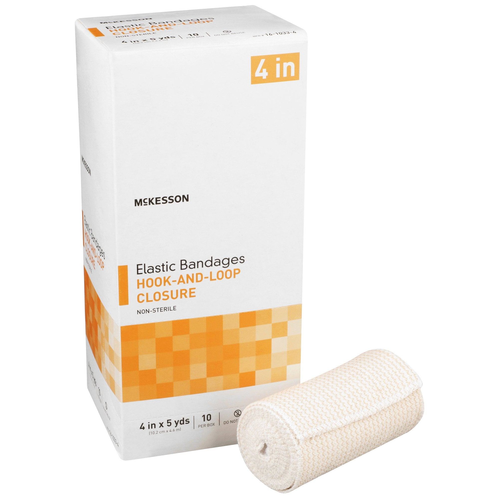 Elastic Bandage McKesson 4 Inch X 5 Yard Single Hook and Loop Closure Tan NonSterile Standard Compression, Packaging Type- Box