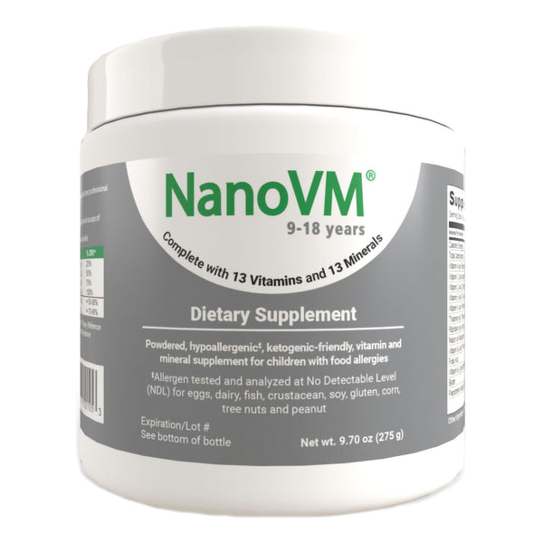 Pediatric Oral Supplement NanoVM 9   18 Years Unflavored 275 Gram Jar Powder Vitamins / Minerals Food Allergies