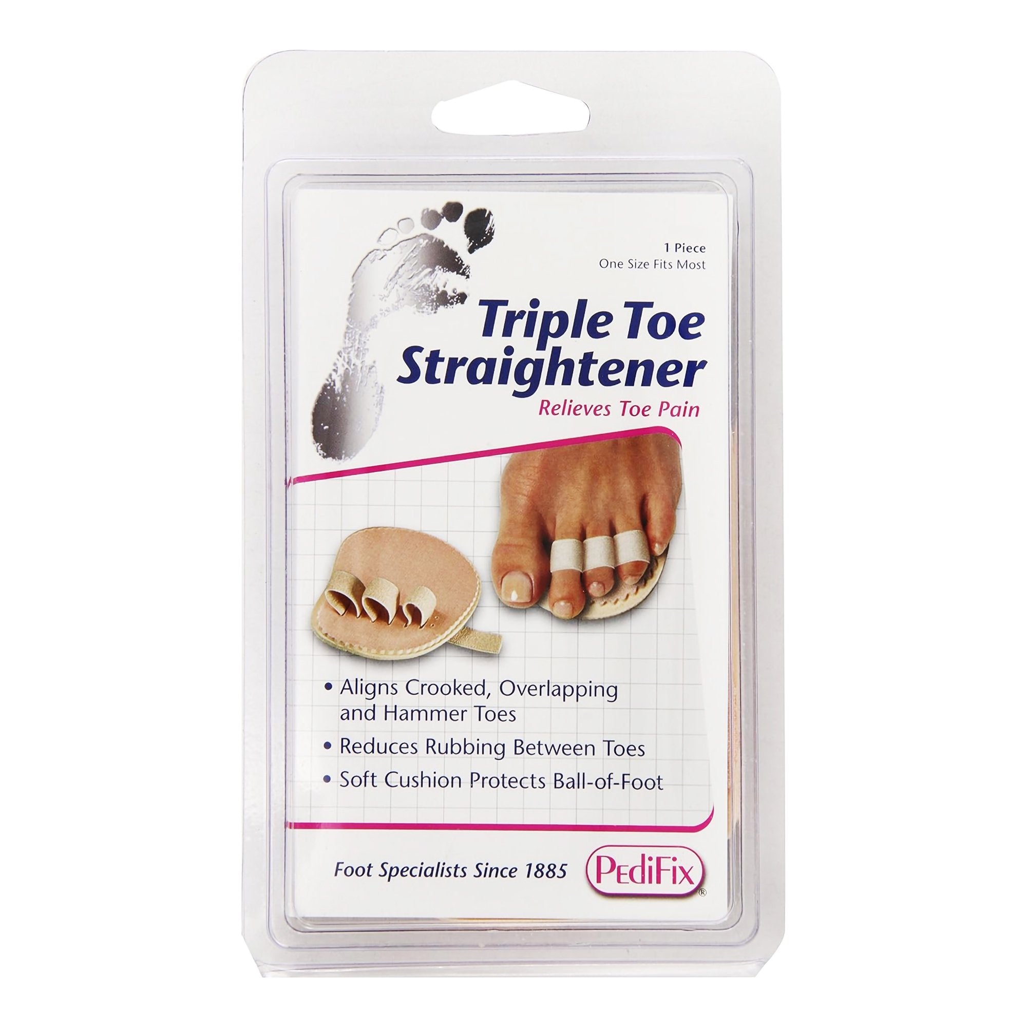 Triple Toe Straightener Pedifix One Size Fits Most Pull On Right Foot