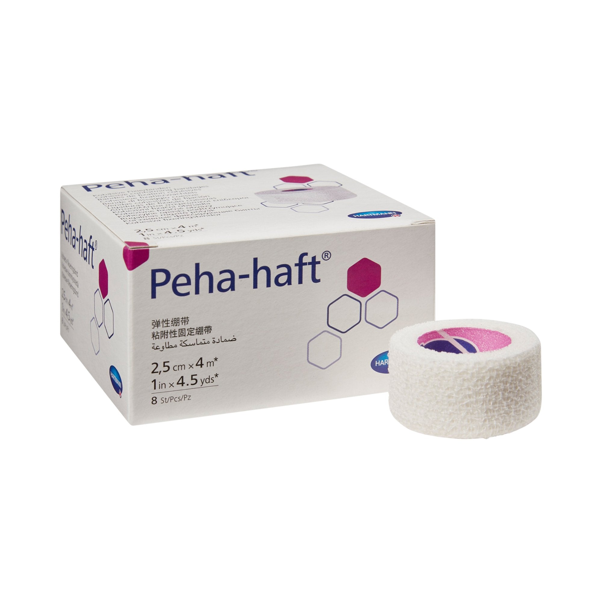 Absorbent Cohesive Bandage Peha haft 1 Inch X 4 1/2 Yard Self Adherent Closure White NonSterile Standard Compression