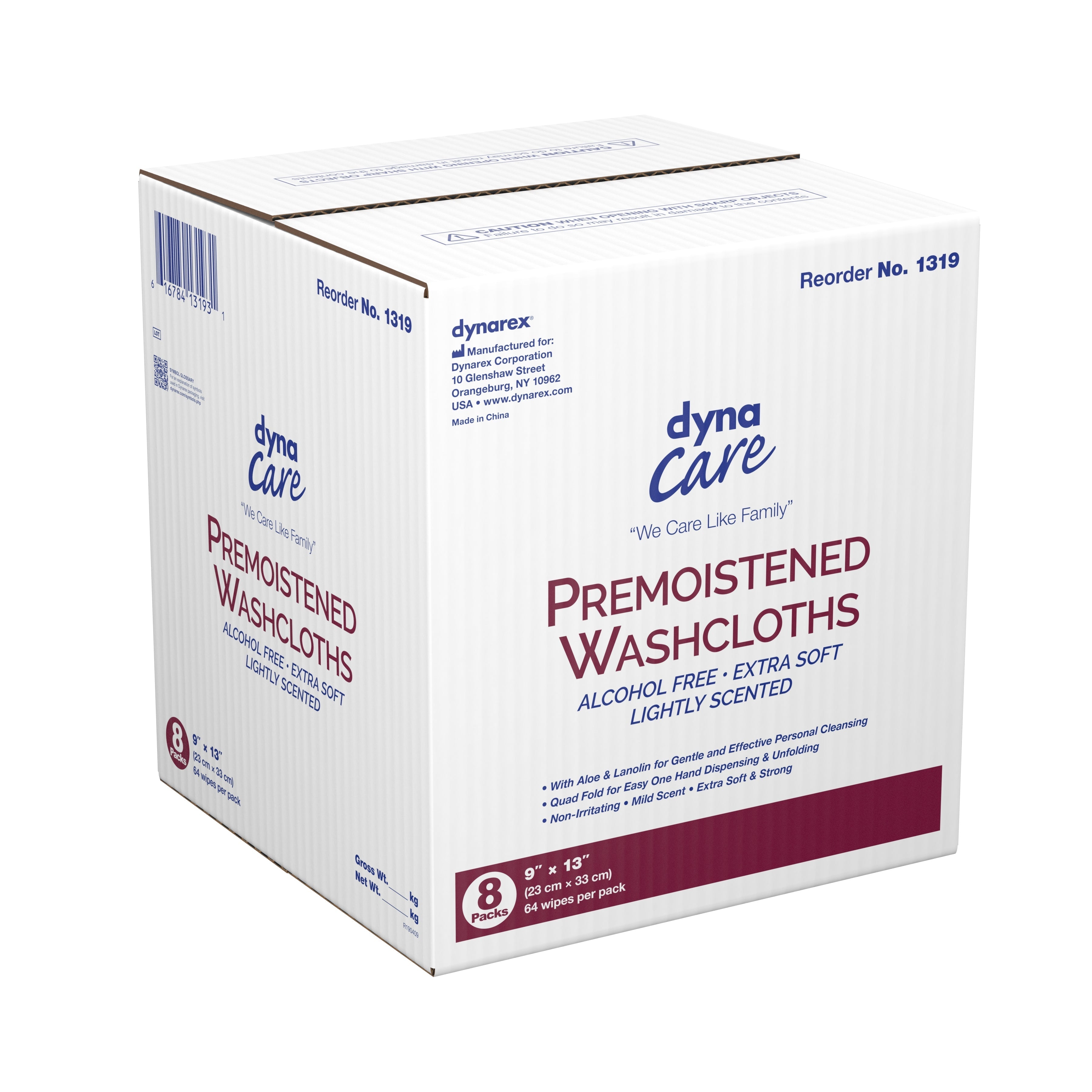 personal cleansing wipe dynarex soft pack unscented 64 count packaging type case