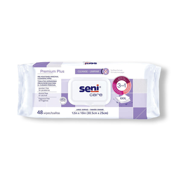 Personal Cleansing Wipe Seni Care Soft Pack Unscented 48 Count