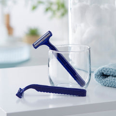 personal razor with lubricating strip mckesson single edge twin blade nonsterile disposable packaging type box