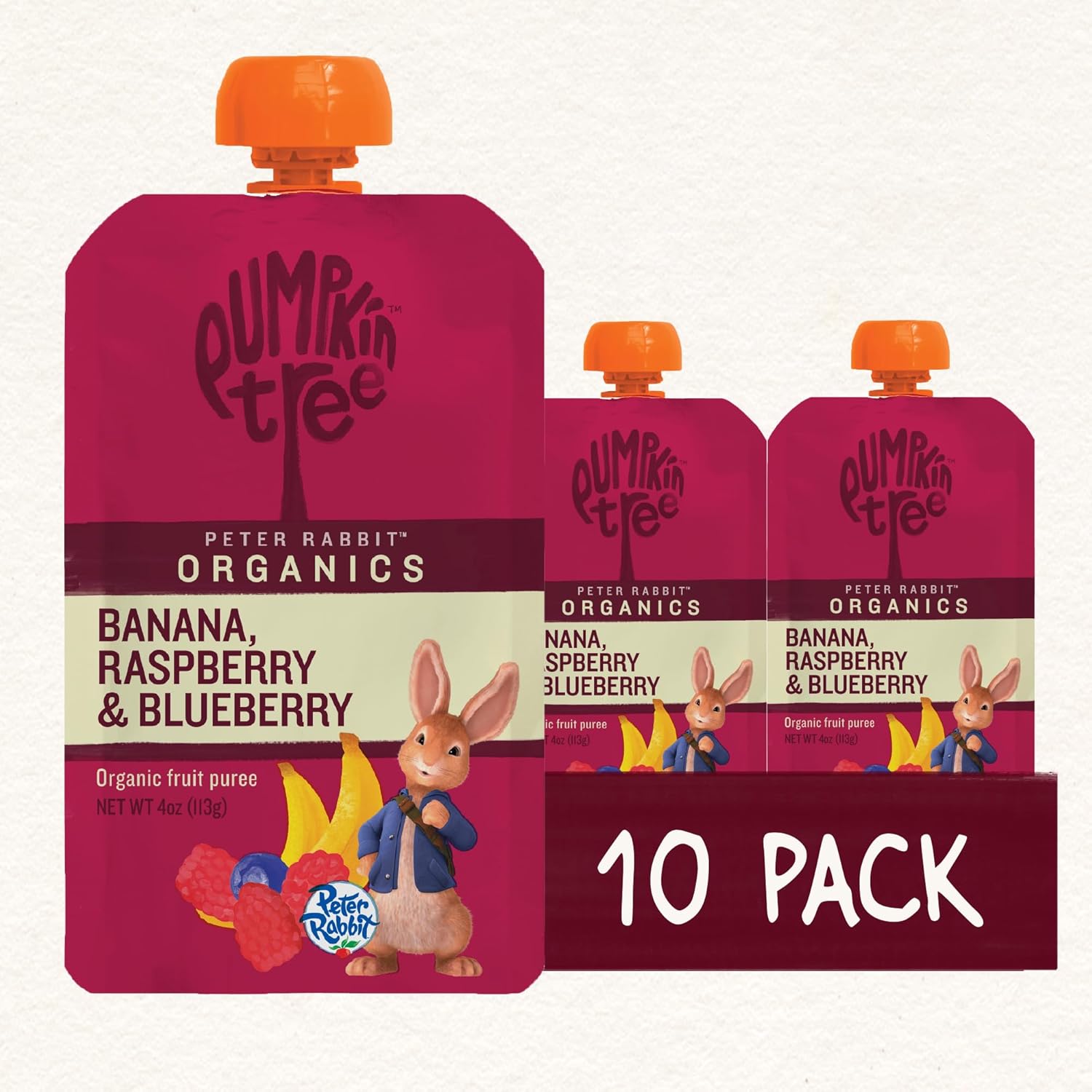 peter rabbit organics fruit snacks raspberry banana and blueberry case of 10 4 oz