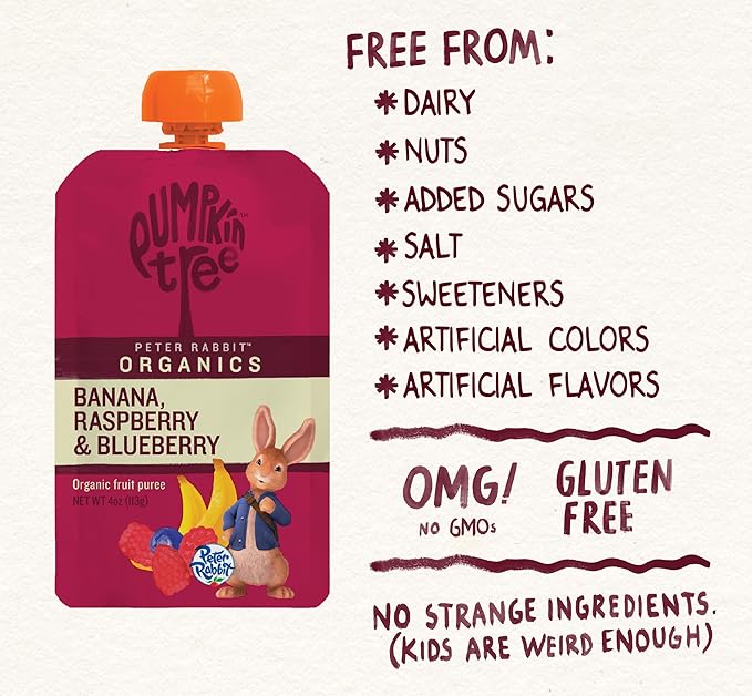 peter rabbit organics fruit snacks raspberry banana and blueberry case of 10 4 oz