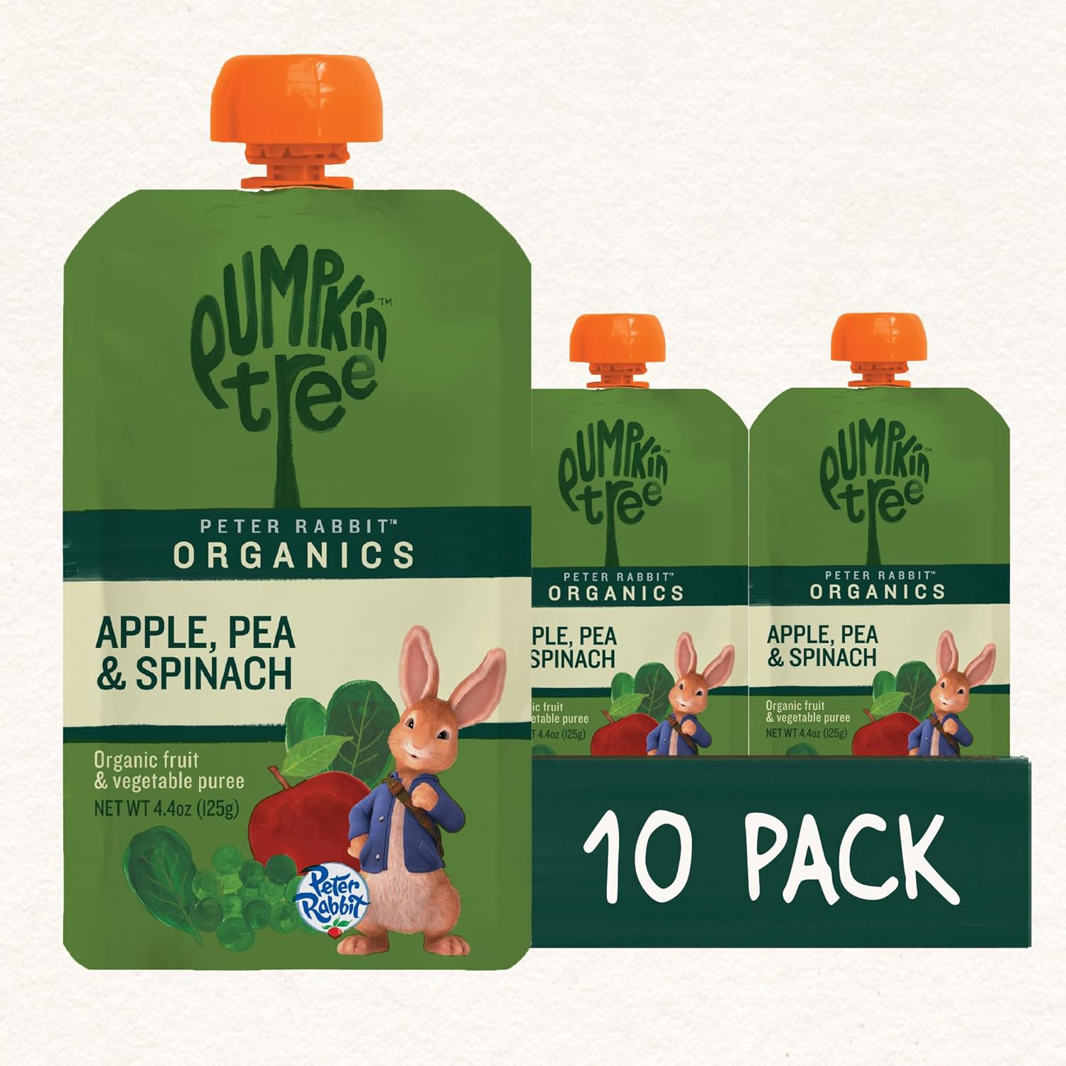 peter rabbit organics veggie snacks pea spinach and apple case of 10 4 4 oz