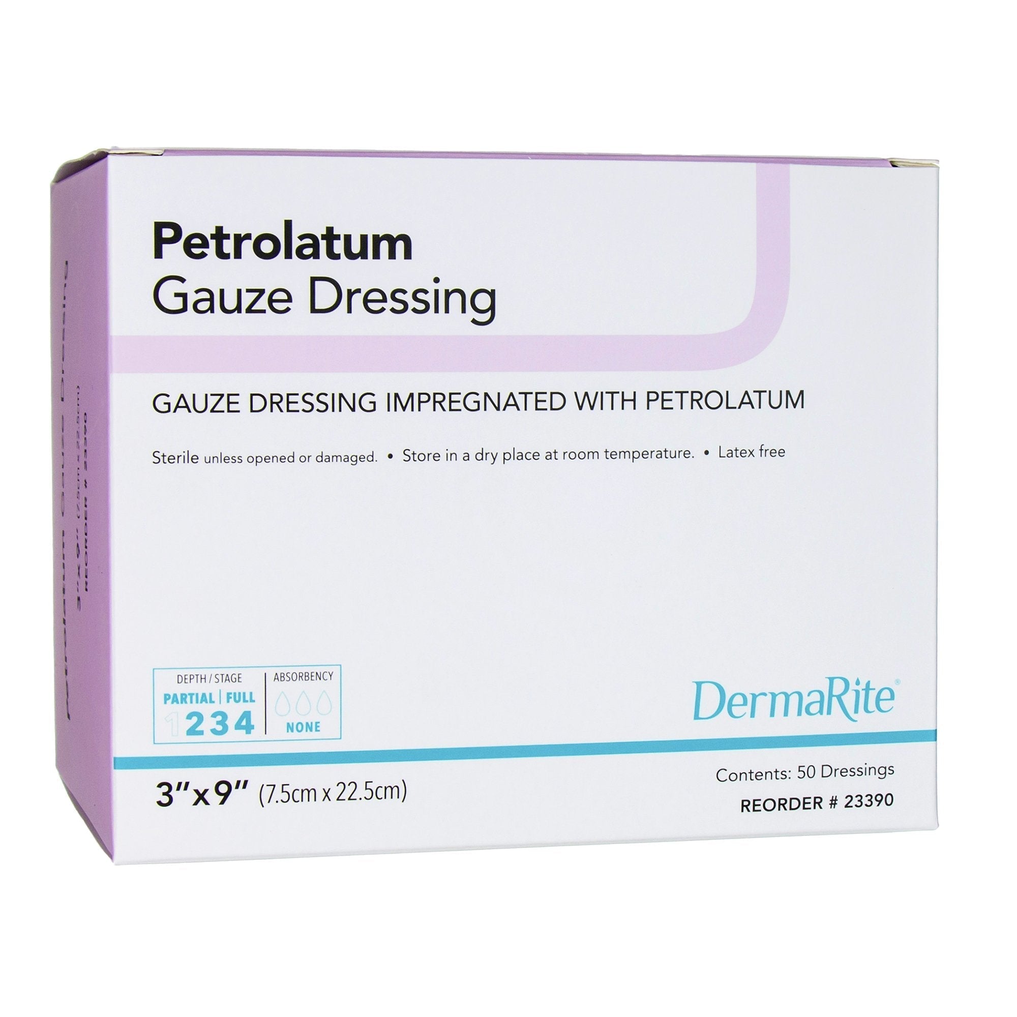 Petrolatum Impregnated Dressing DermaRite Rectangle 3 X 9 Inch Sterile